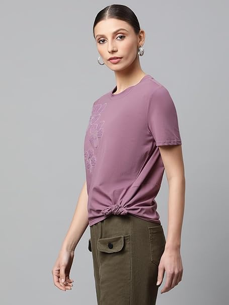 Women Regular Fit Embellished T-Shirt