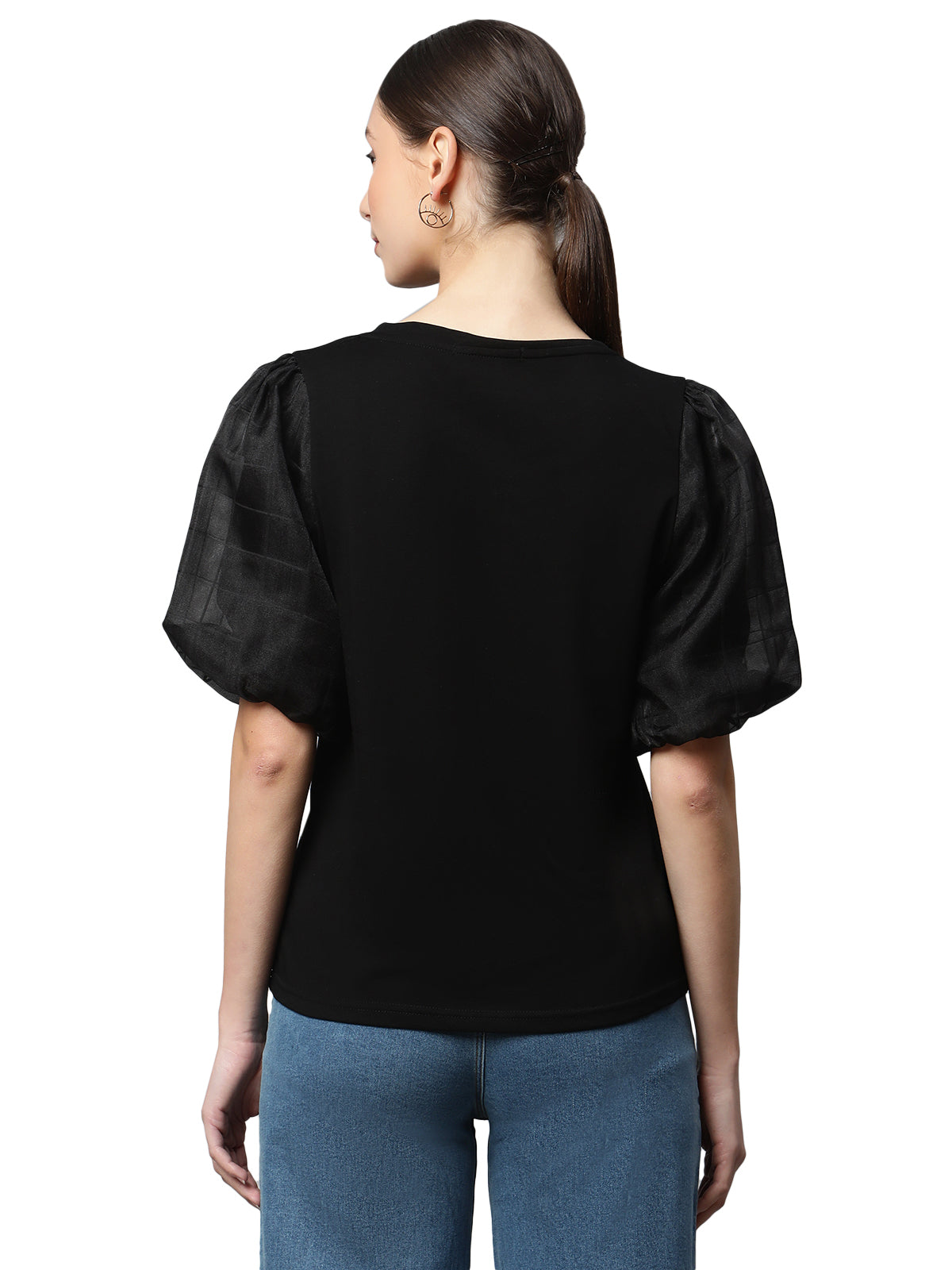 Women Regular Fit Color Hosiery Applique T-Shirt