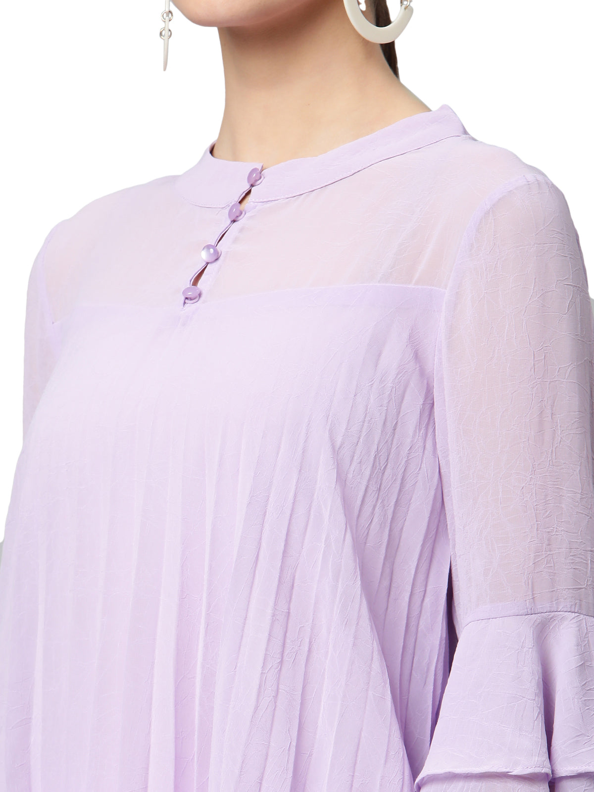 Women Round Neck Flared Fit Asymmetric Hem Top