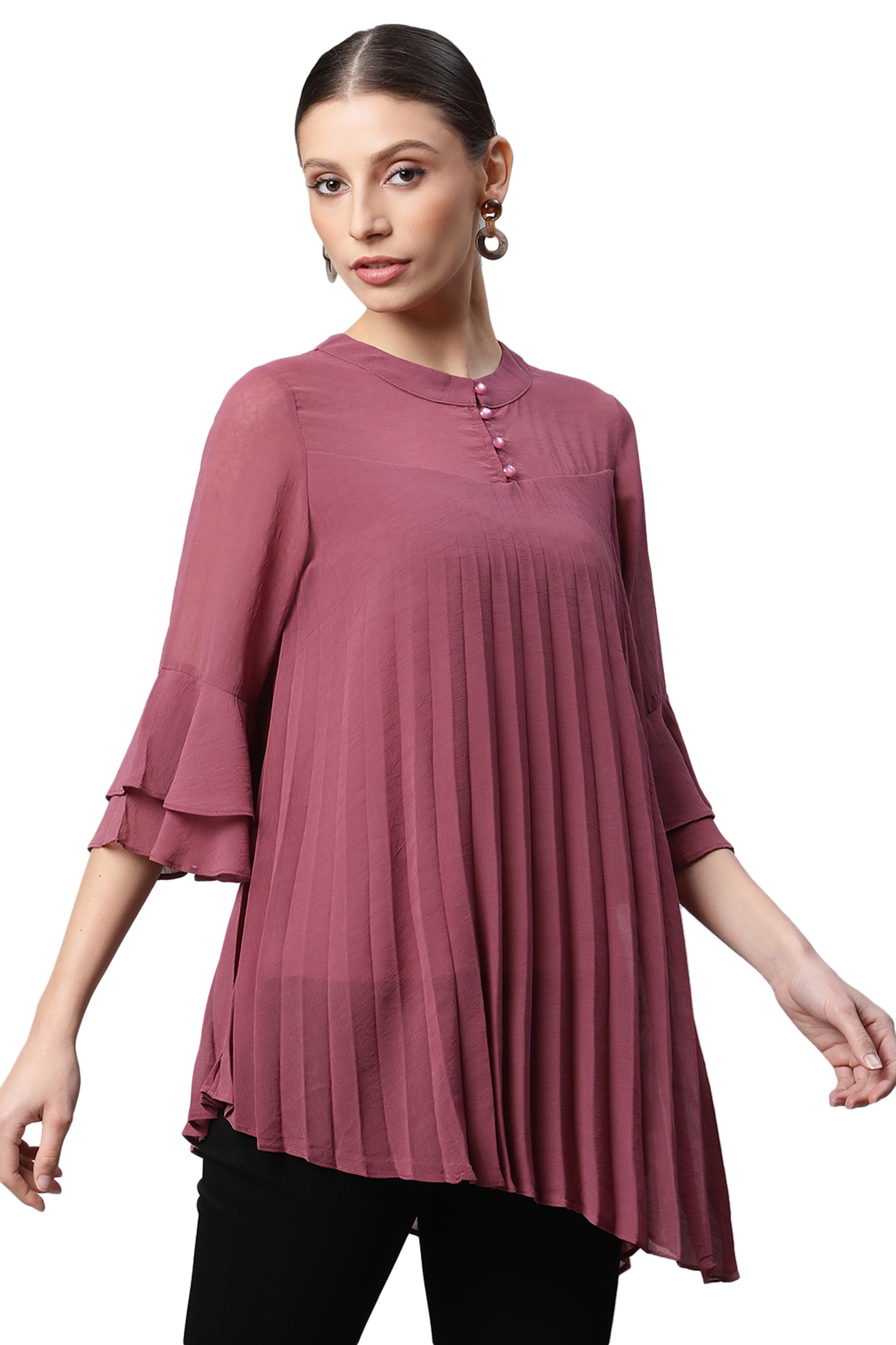 Flared Fit Asymmetric Hem Top