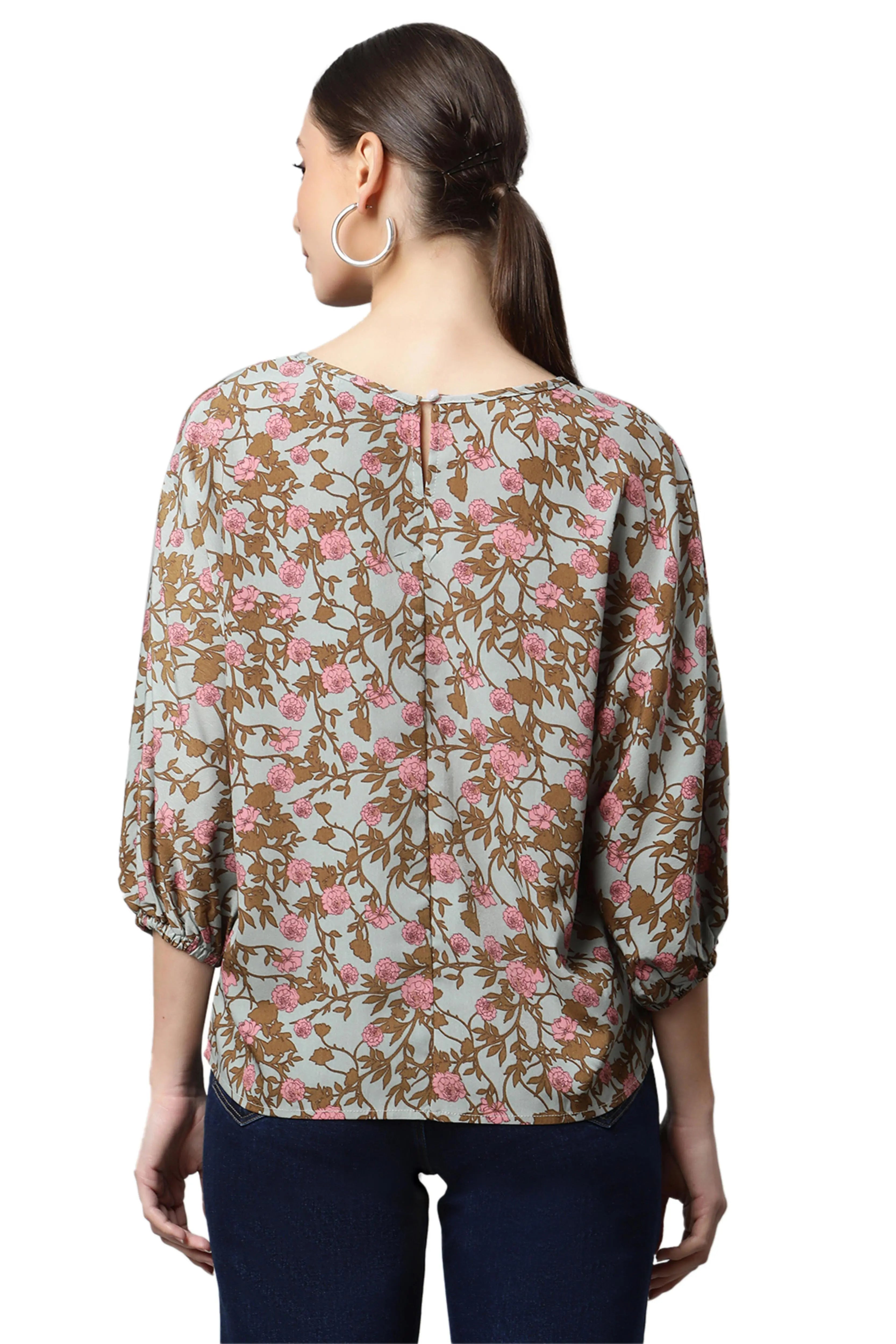 Regular Fit Floral Printed Top