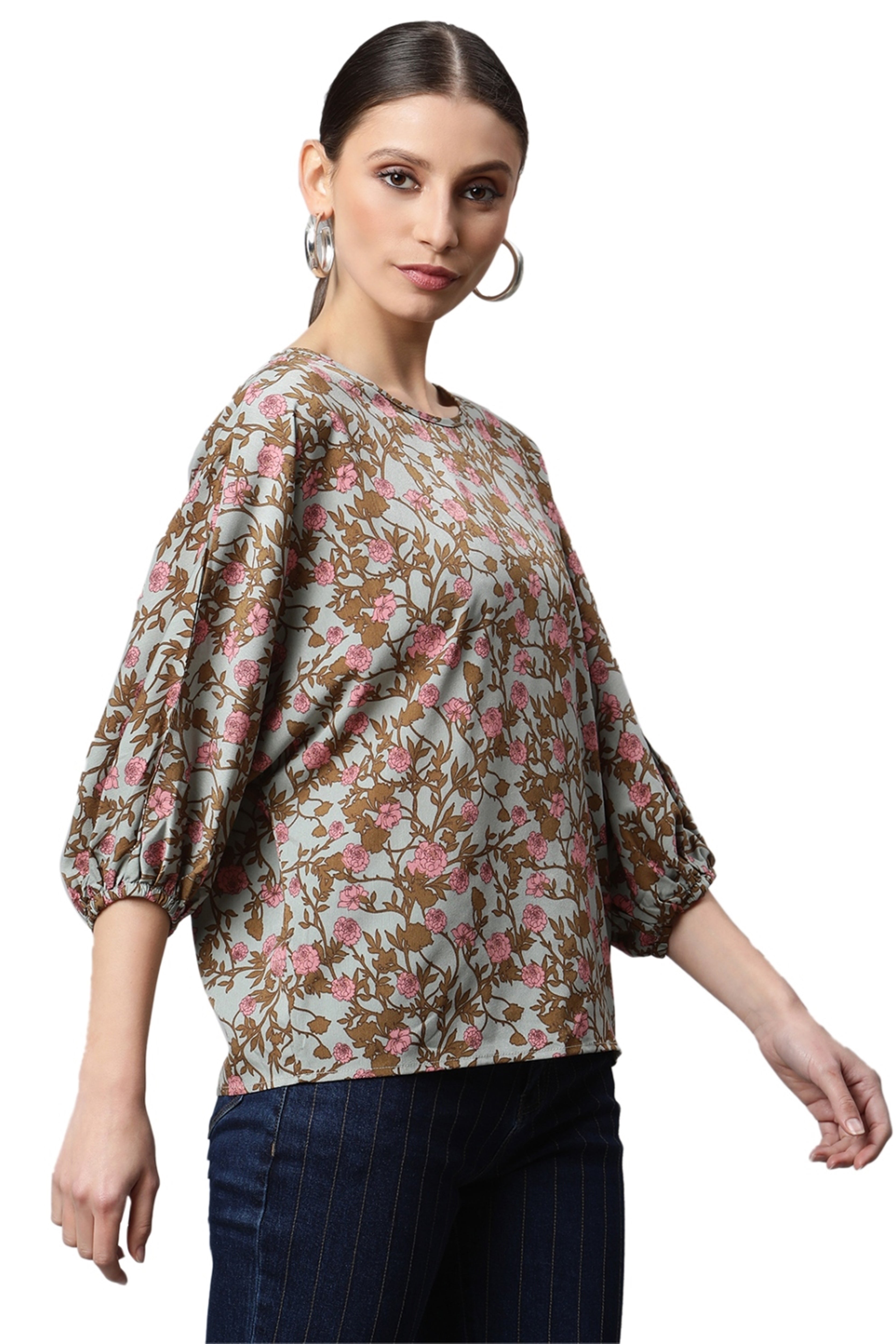Regular Fit Floral Printed Top