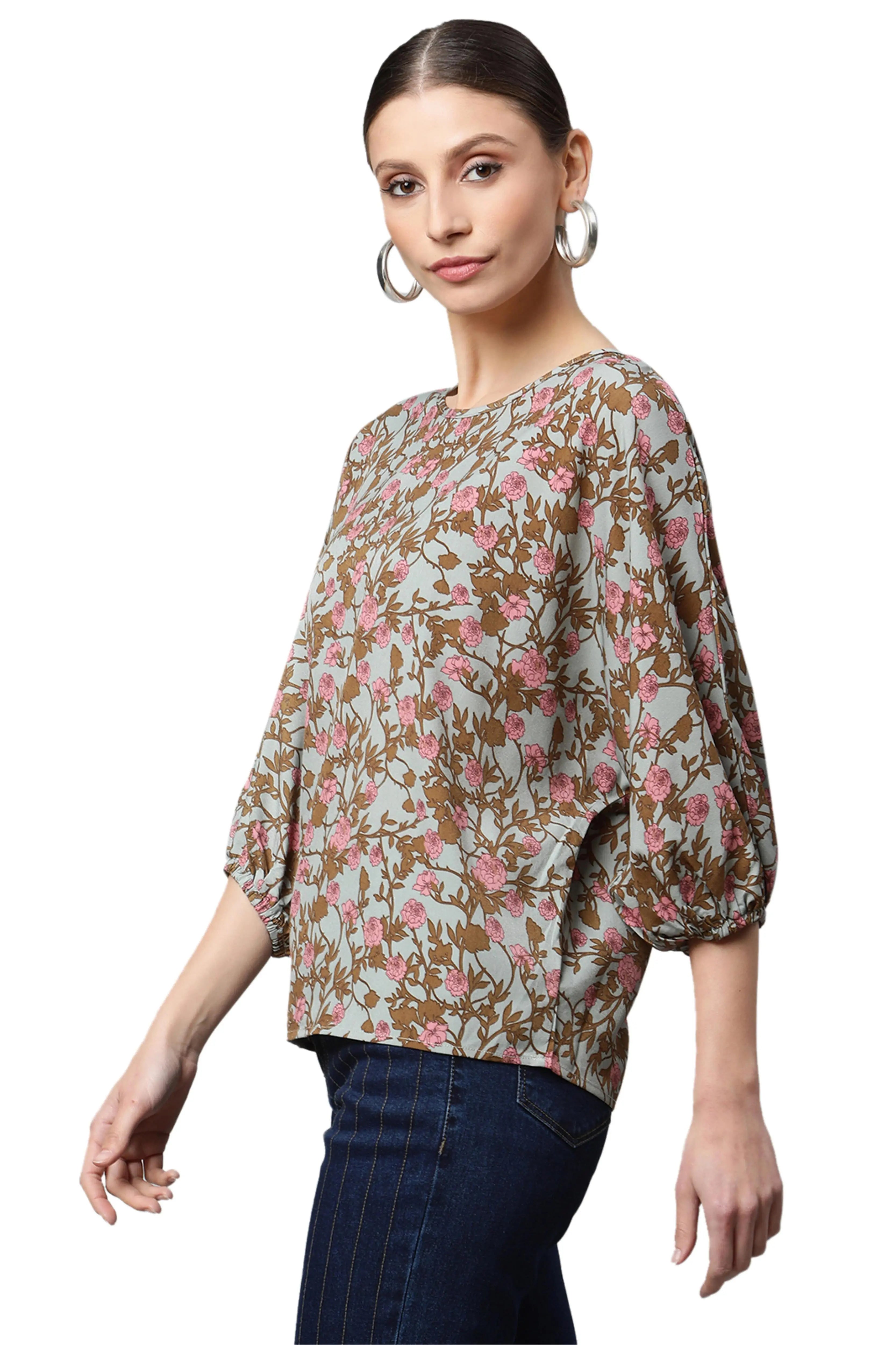 Regular Fit Floral Printed Top