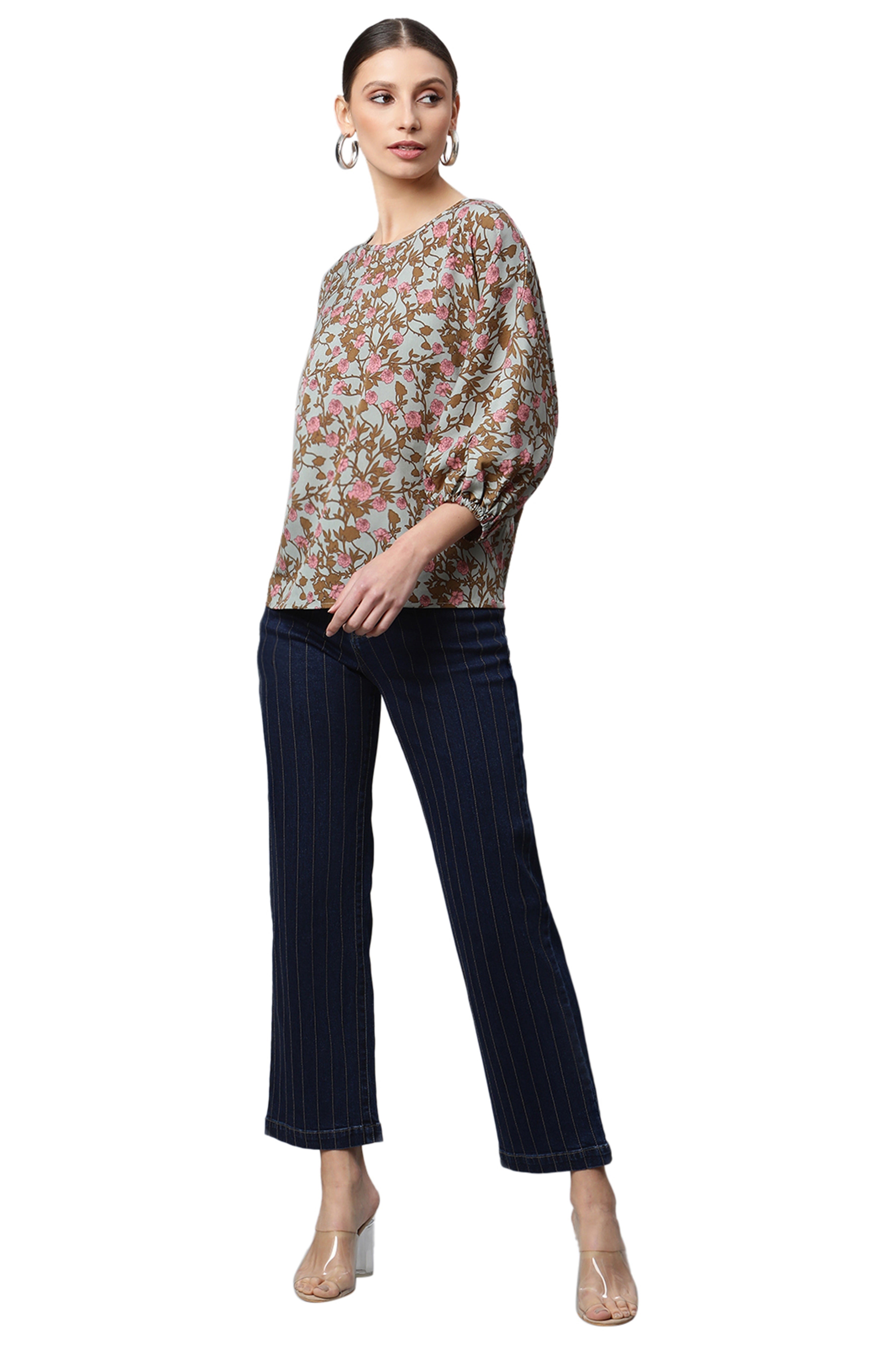 Regular Fit Floral Printed Top