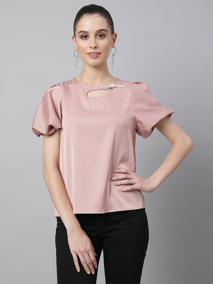 Women Asymmetric Neck Regular Fit Blouson Top