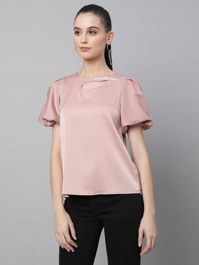 Women Asymmetric Neck Regular Fit Blouson Top