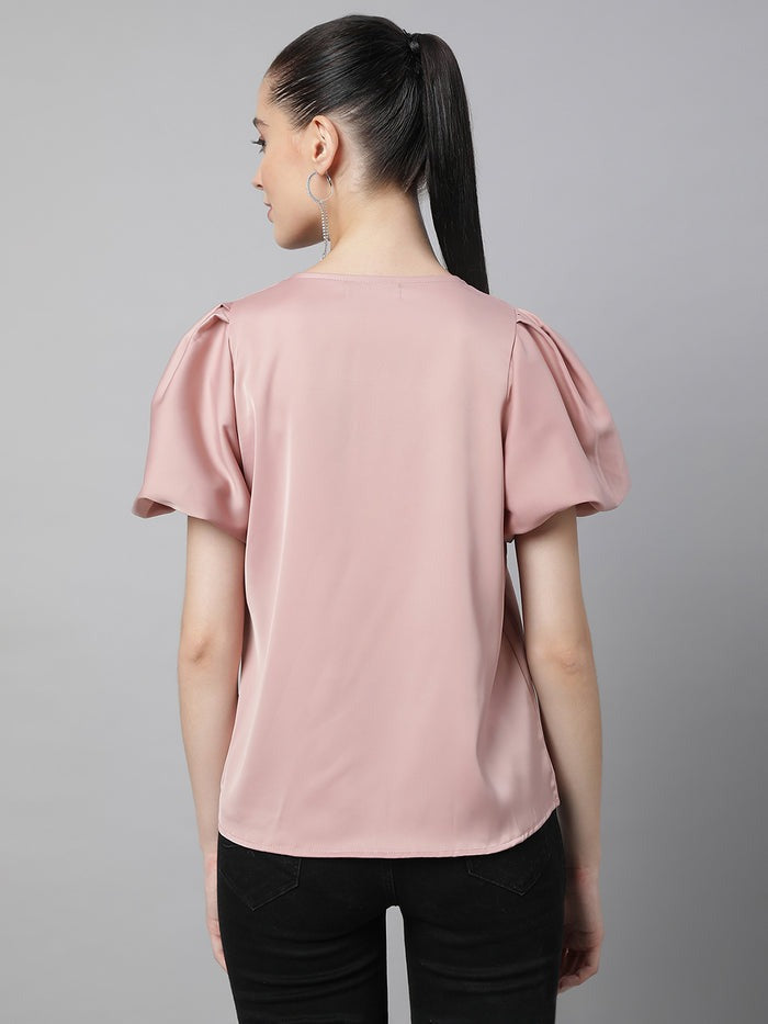Women Asymmetric Neck Regular Fit Blouson Top