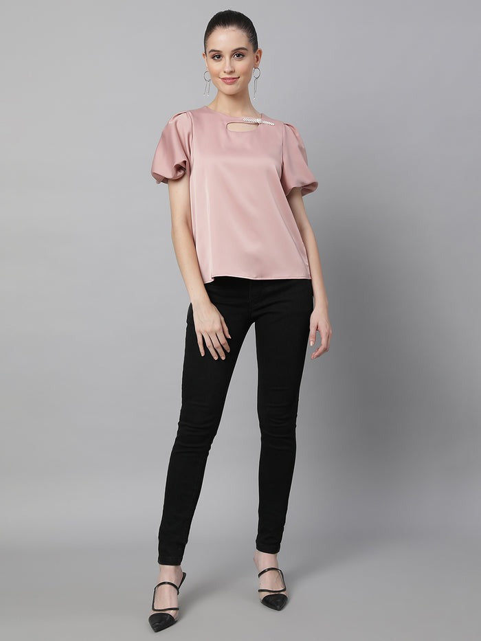 Asymmetric Neck Blouson Top - Global Republic