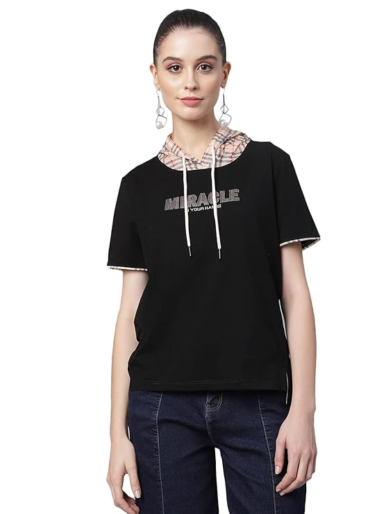 Women Loose Fit Hooded T-Shirt