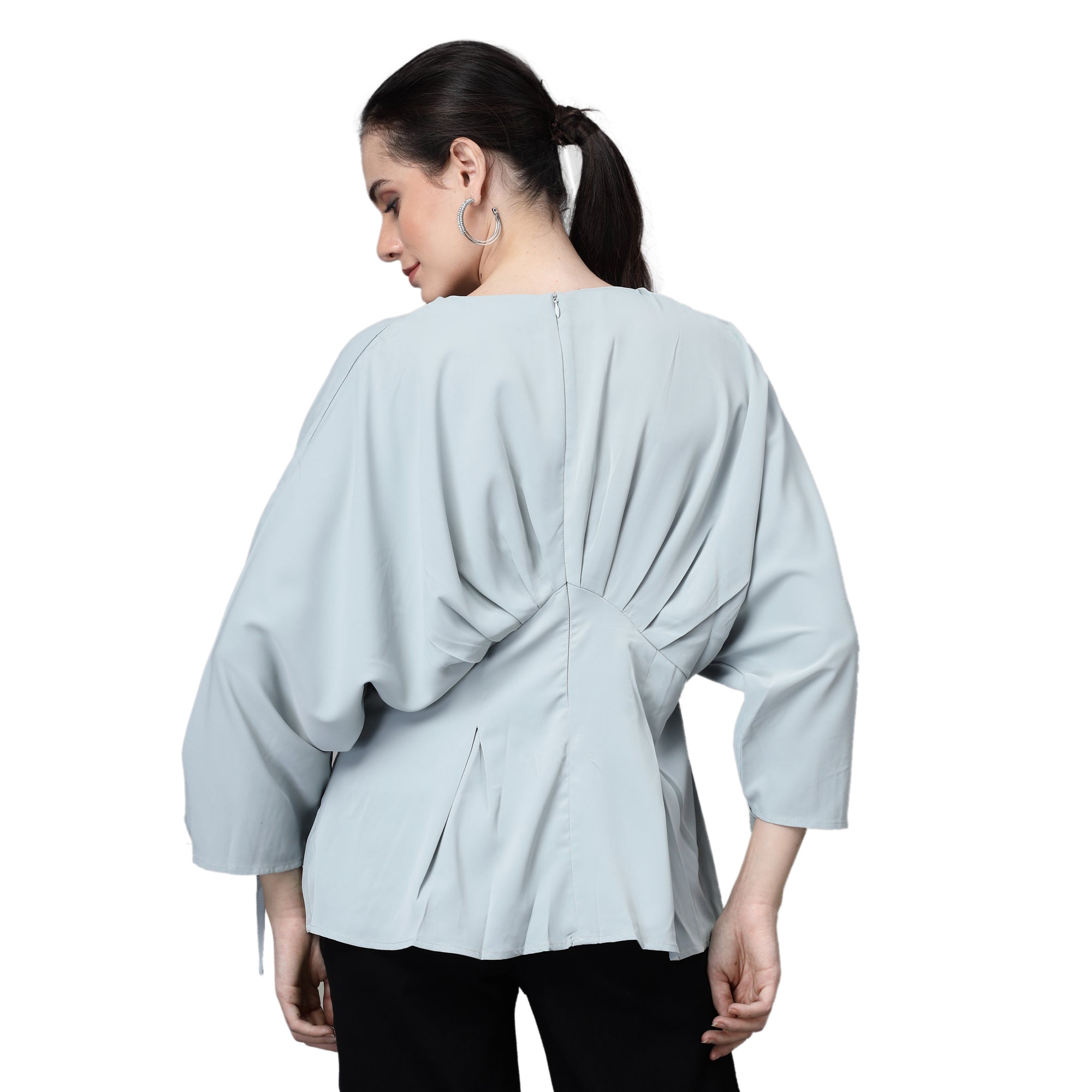 V-Neck Regular Fit Peplum Top - Global Republic