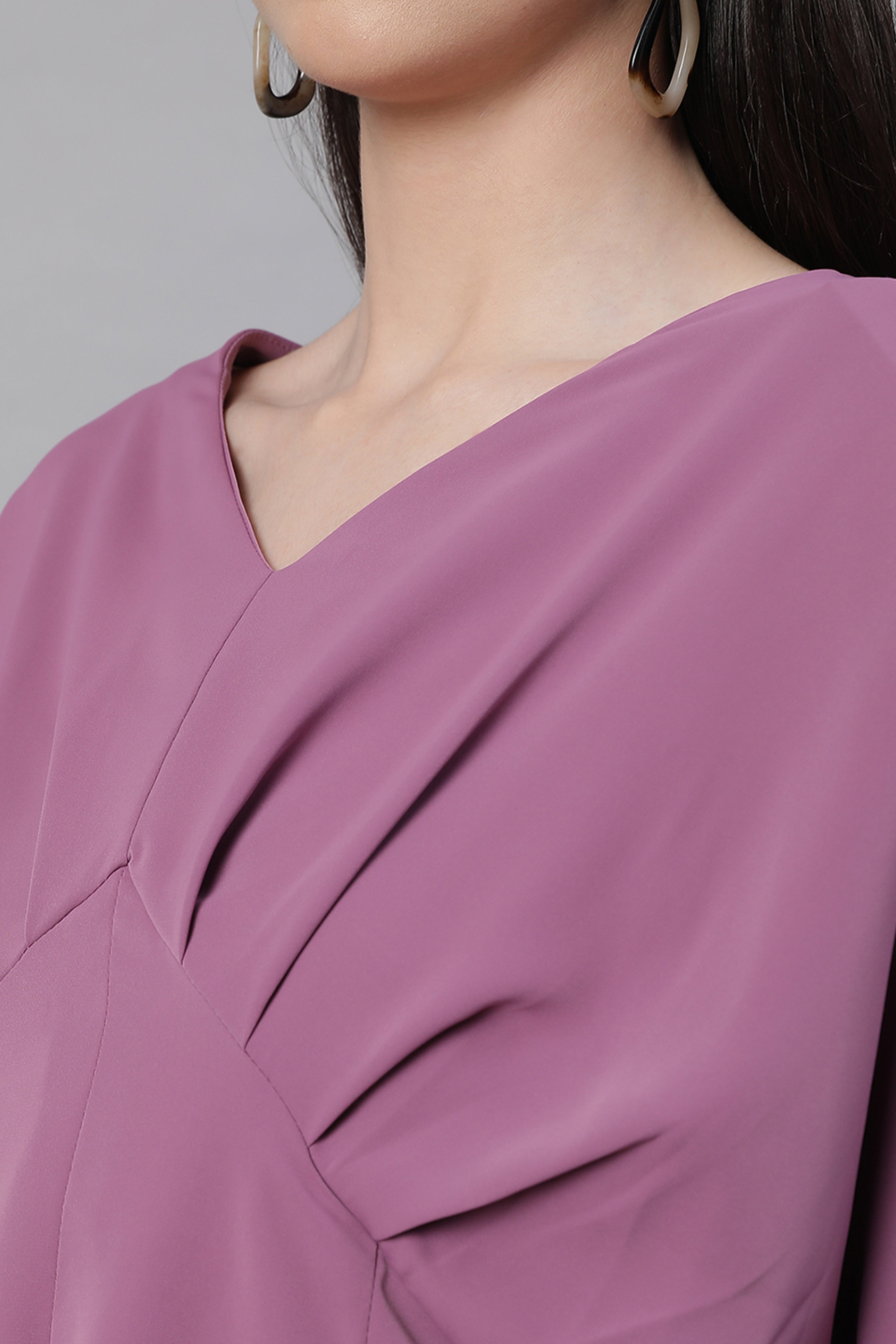 Mauve Solid Cotton Peplum Top