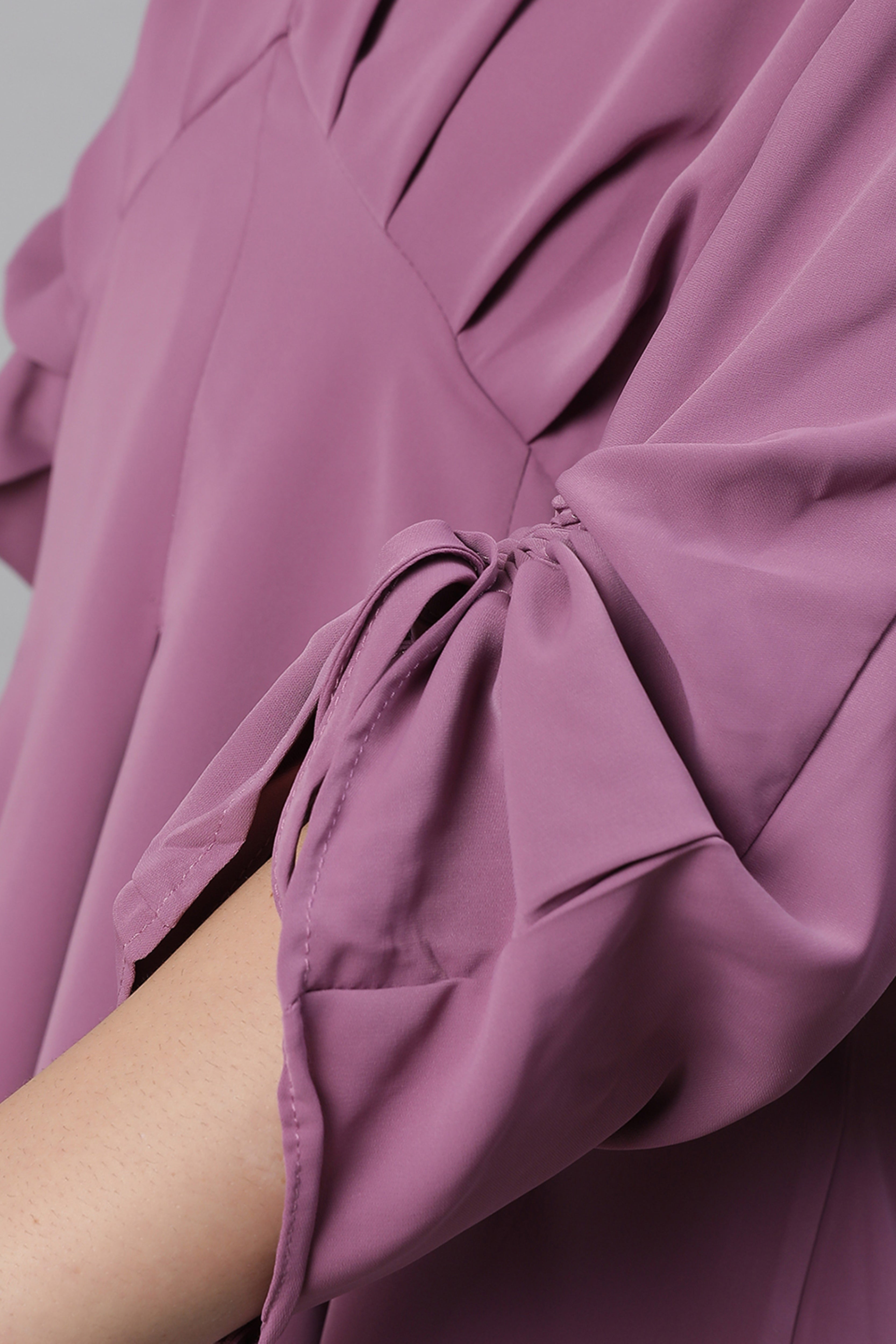 Mauve Solid Cotton Peplum Top