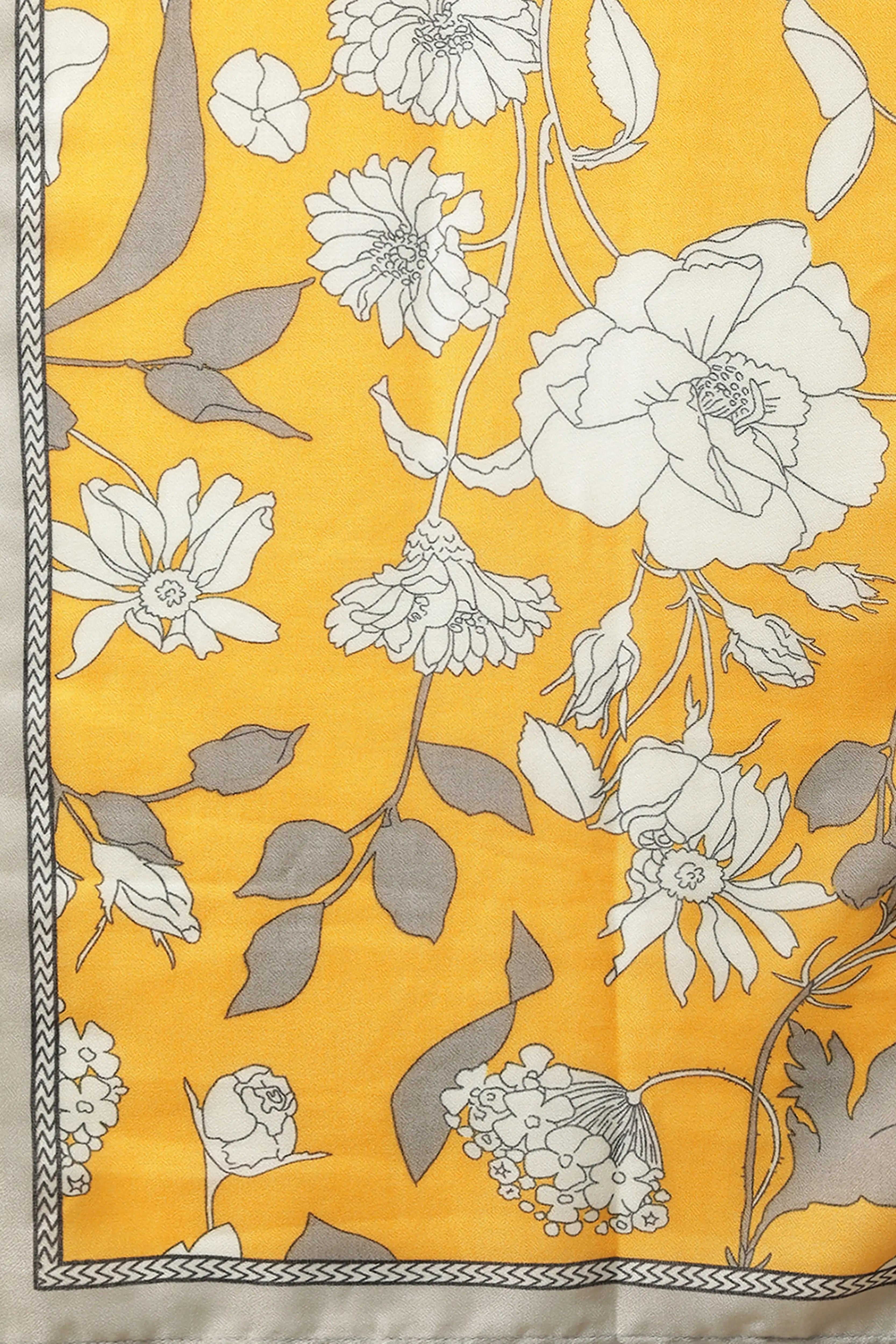 Women Malta Orange Floral Printed Stole