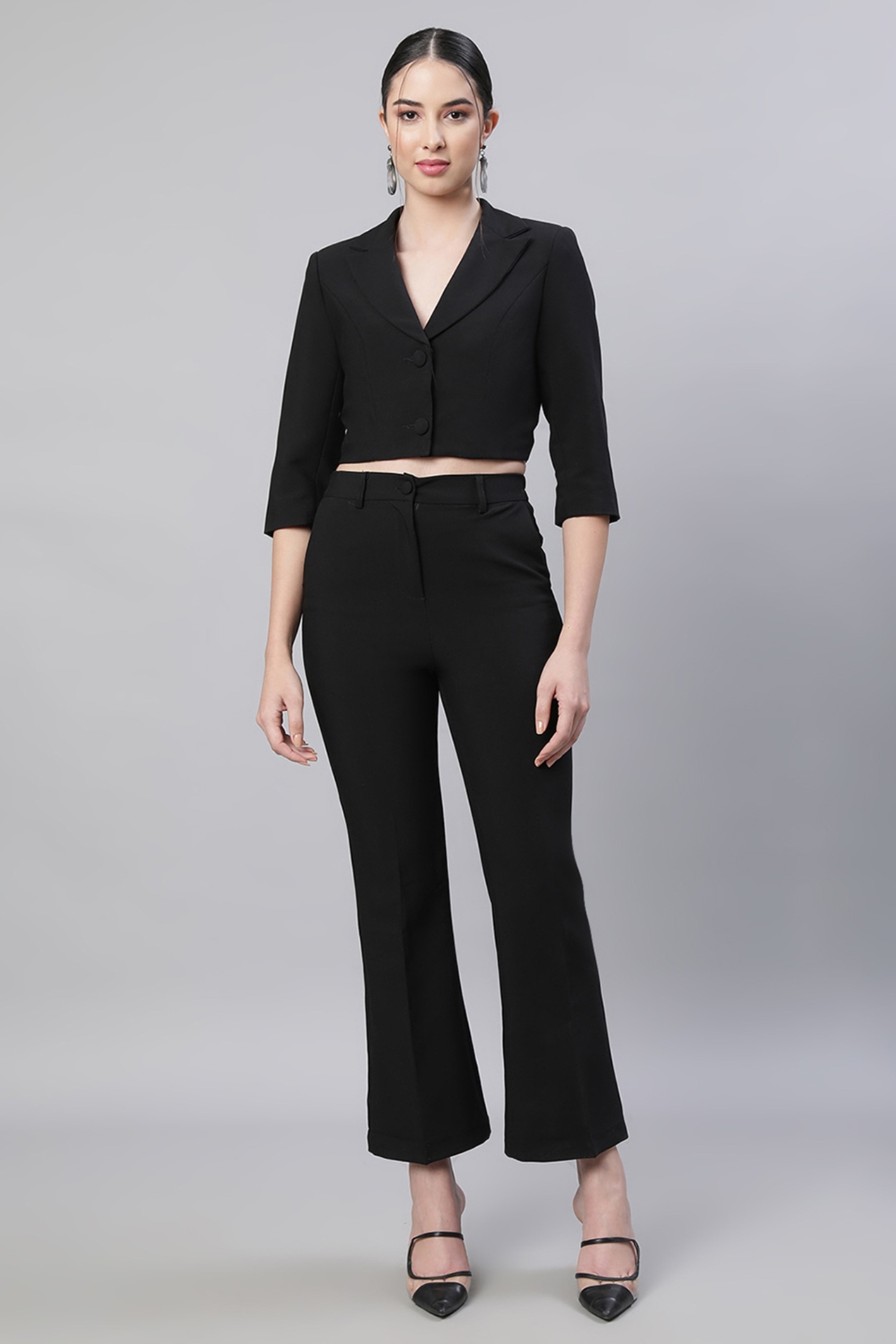 Black Cropped Co-ord Set