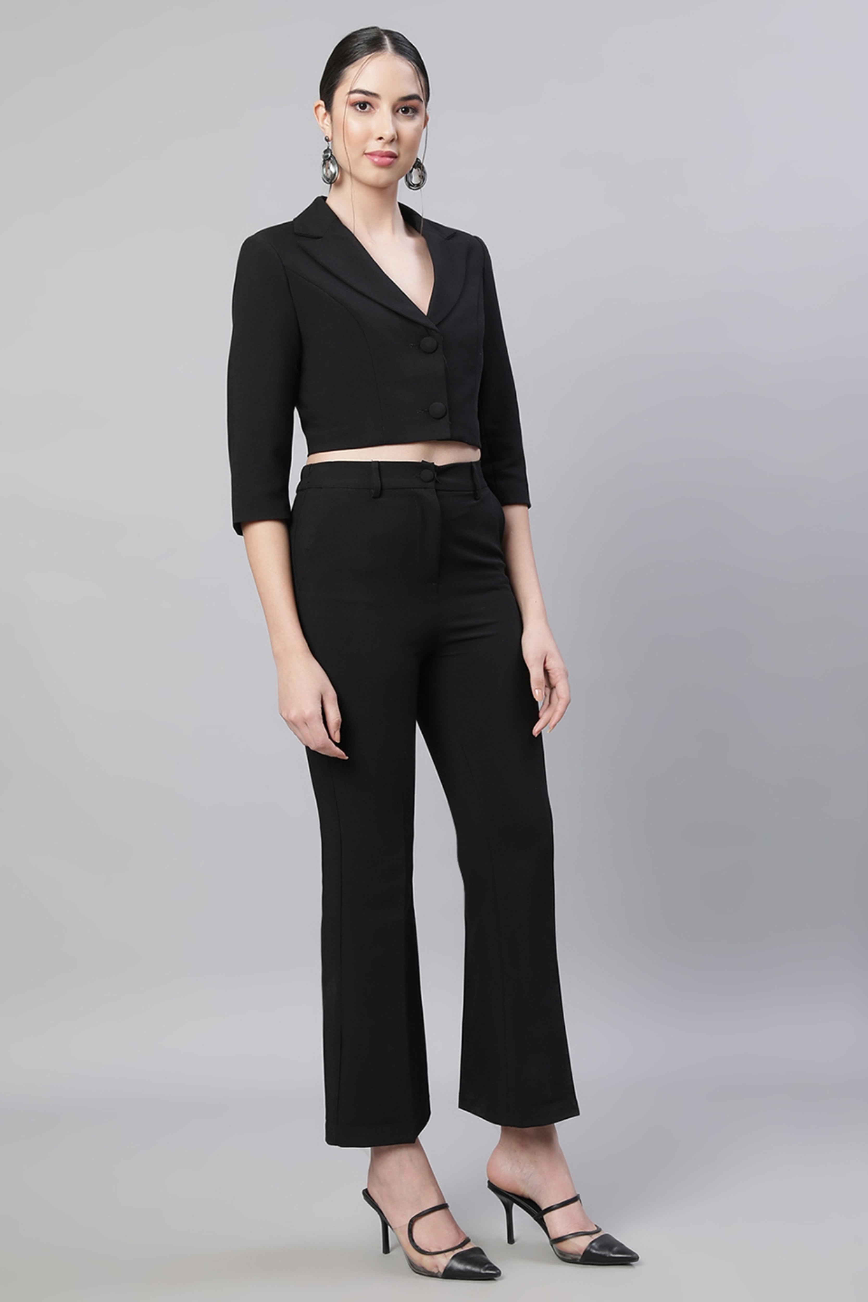 Black Cropped Co-ord Set