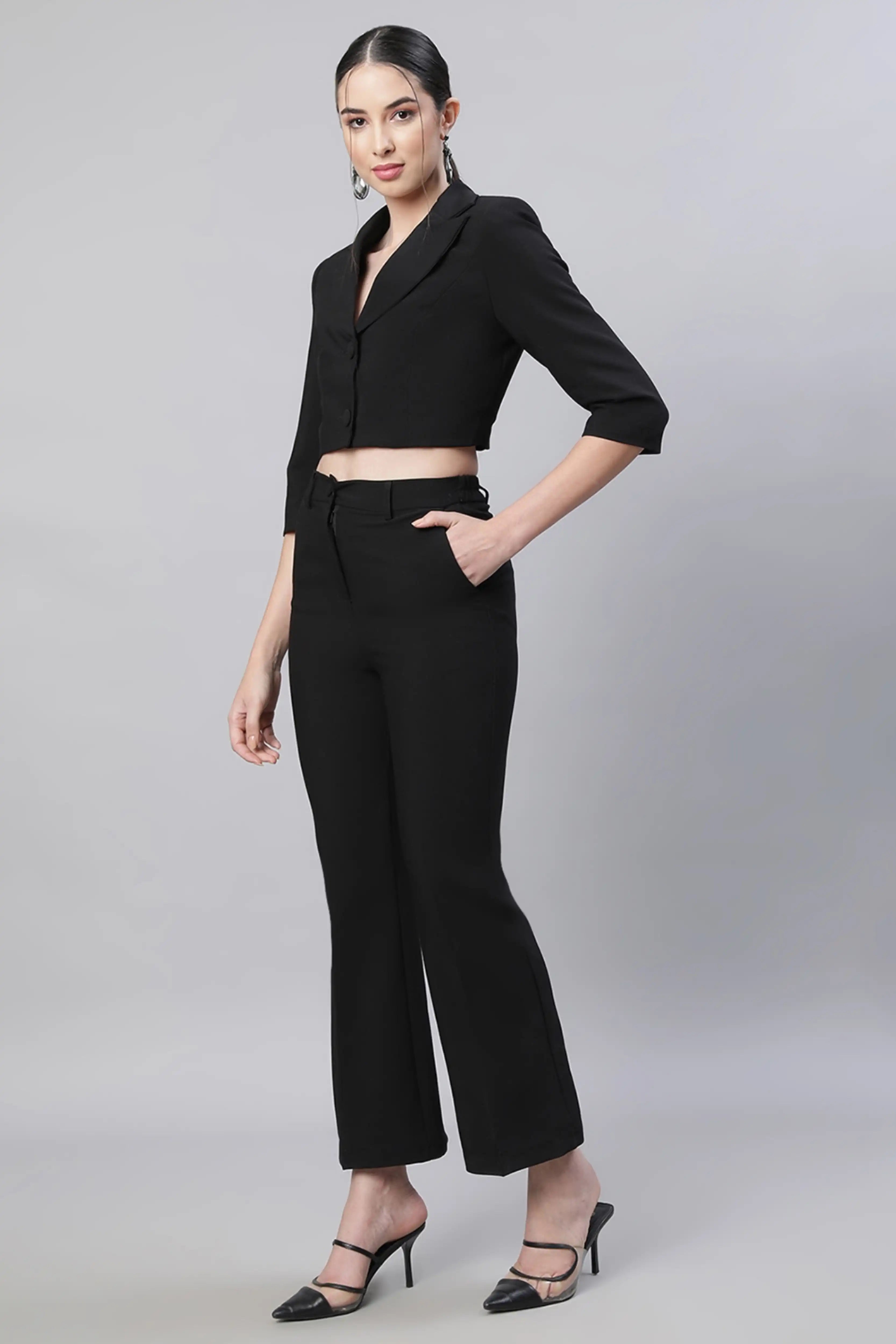Black Cropped Co-ord Set