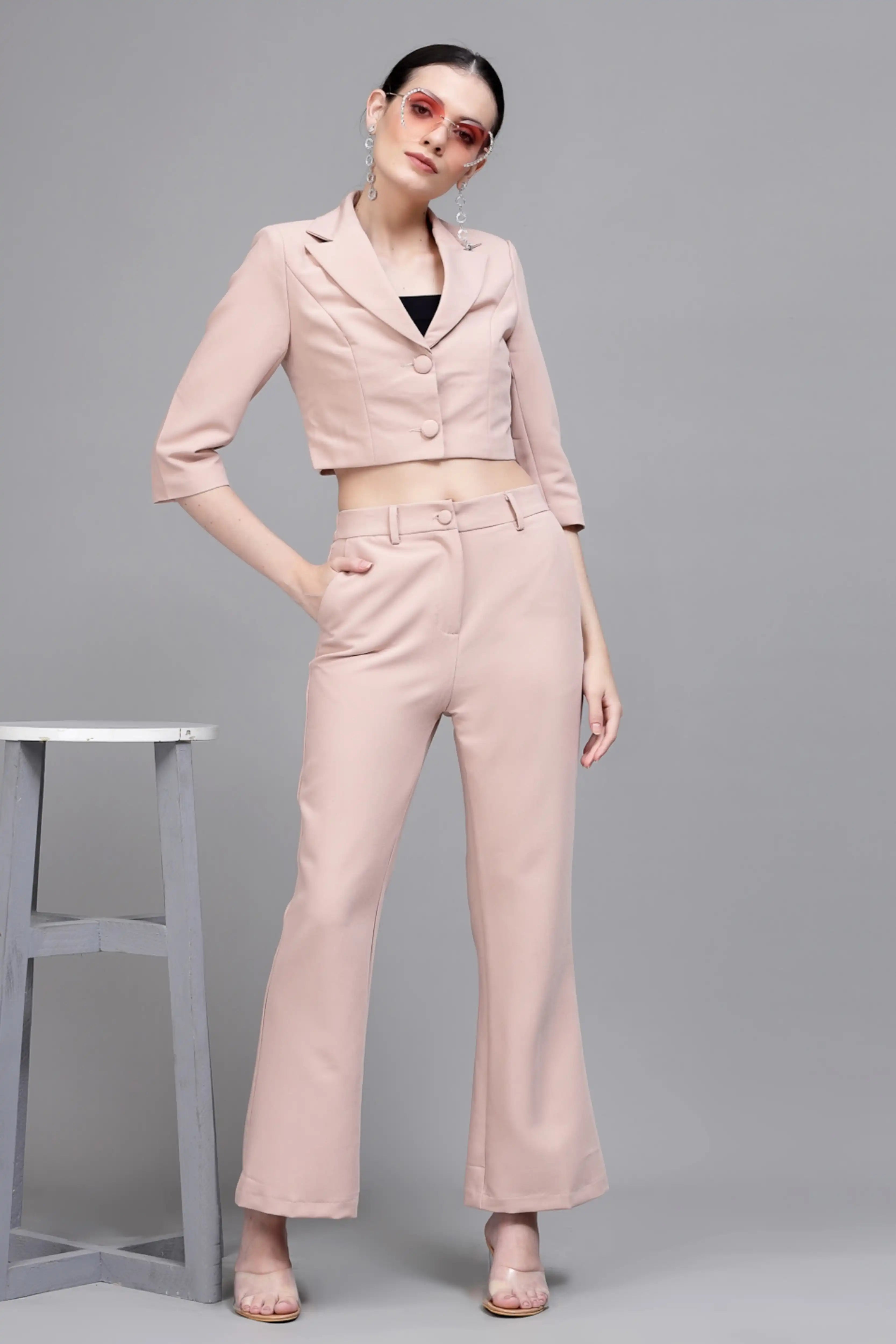 Women Stark Blush Blazer Neck Co-ord Set
