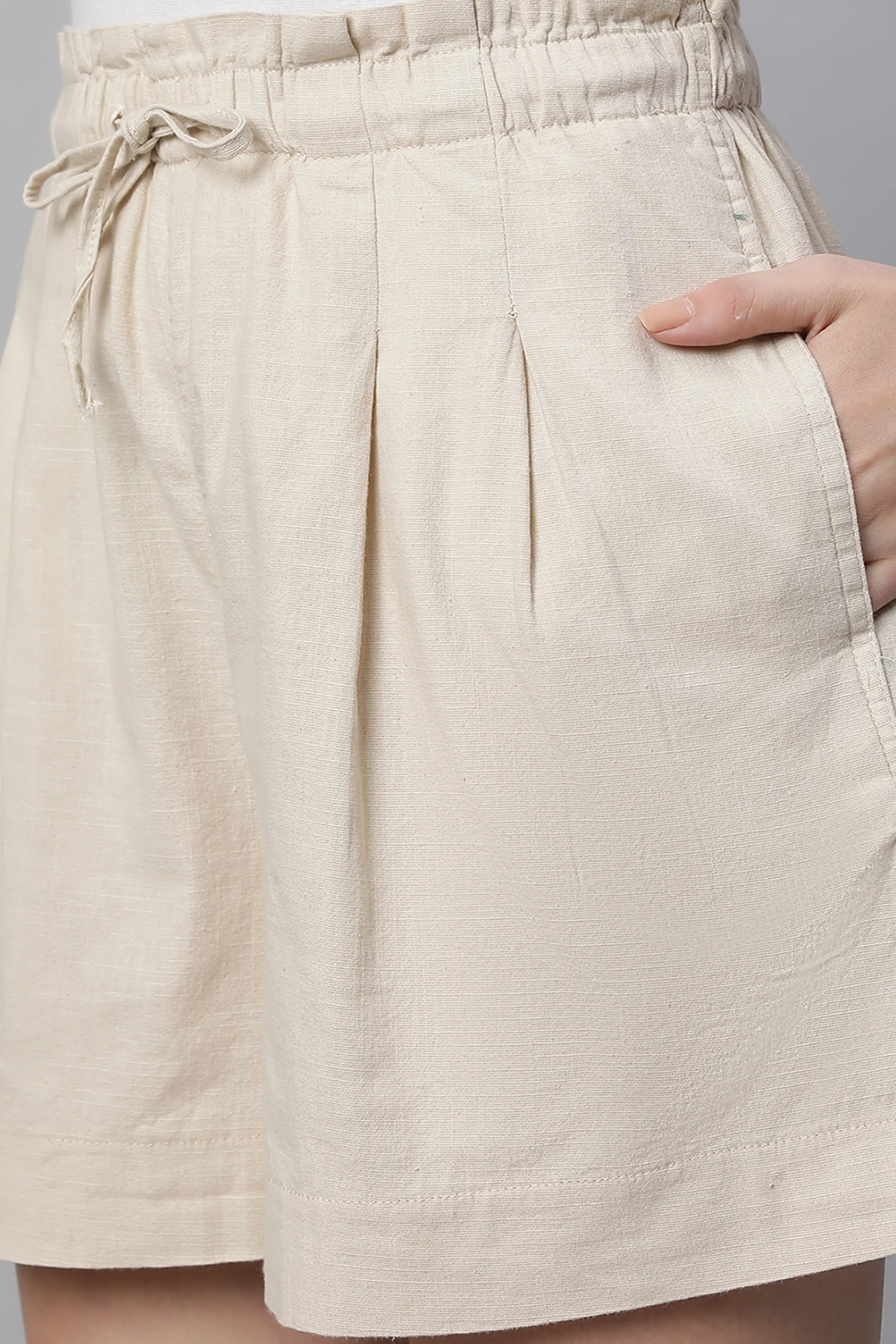 Natural Linen Blend Relaxed Shorts