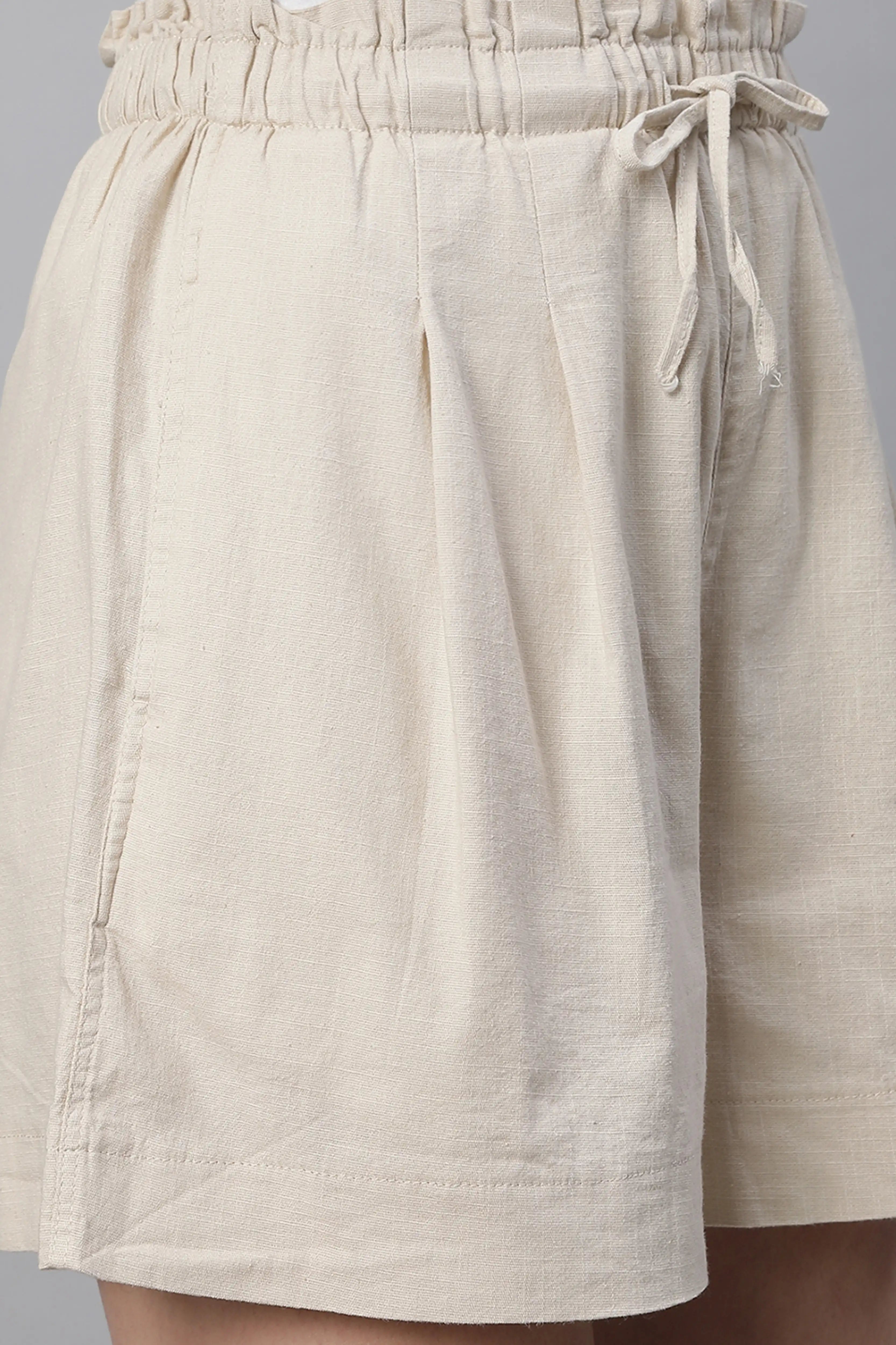 Natural Linen Blend Relaxed Shorts