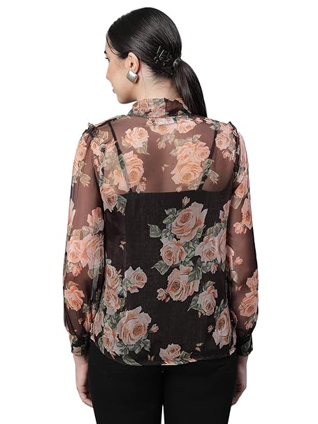 Black Floral Georgette Shirt