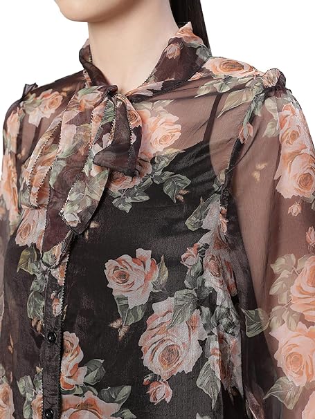 Black Floral Georgette Shirt