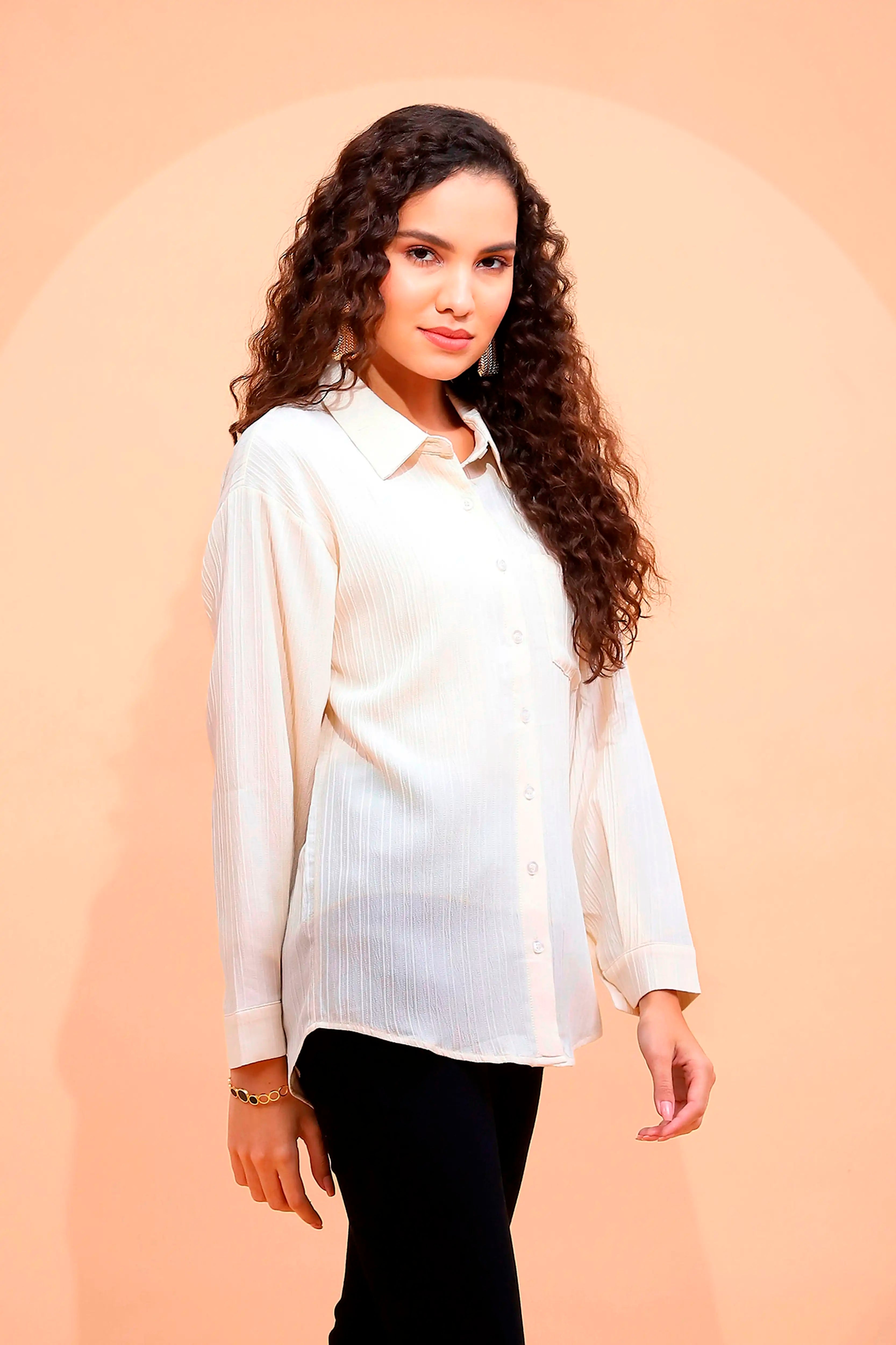 White Textured cotton Shirt