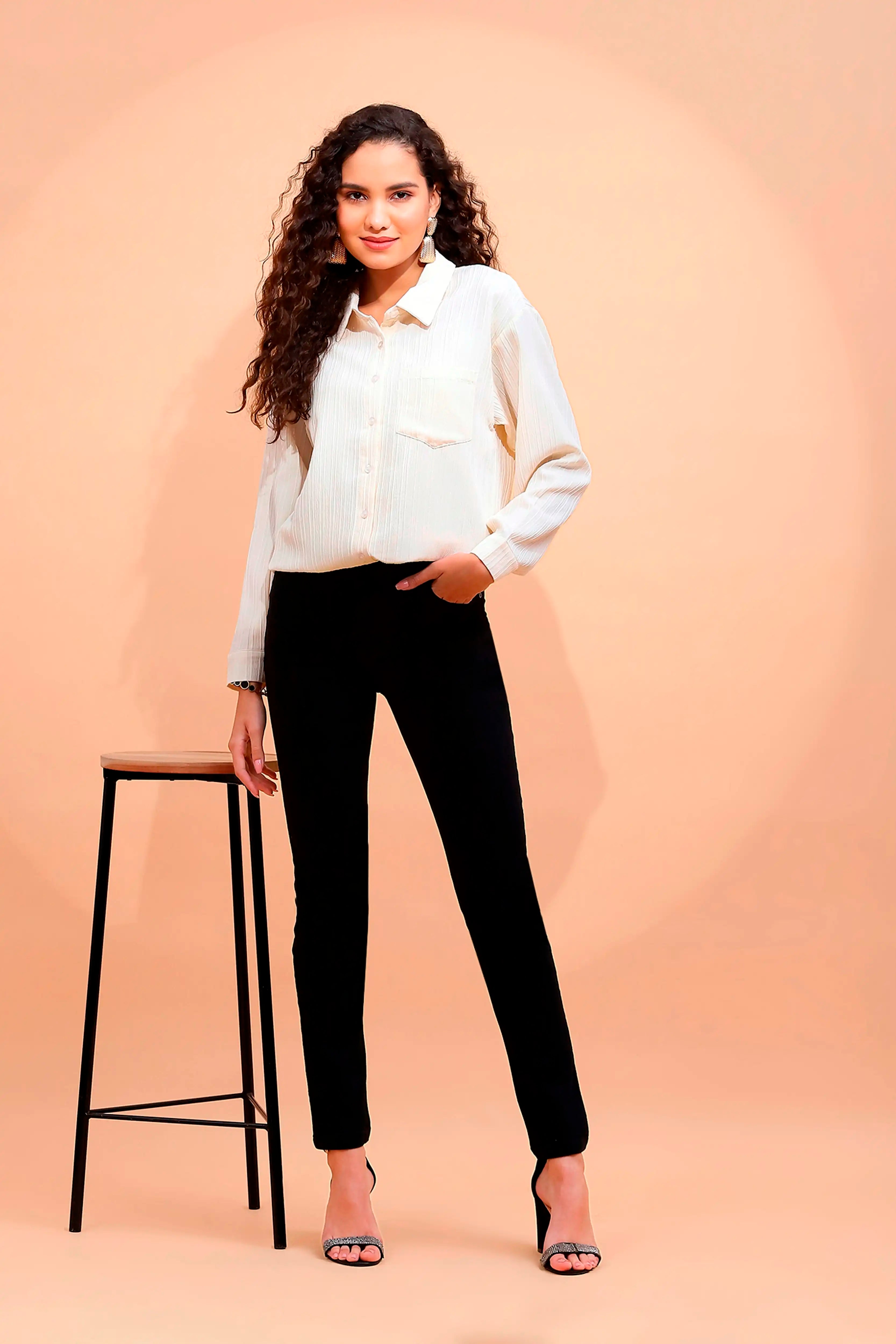 White Textured cotton Shirt