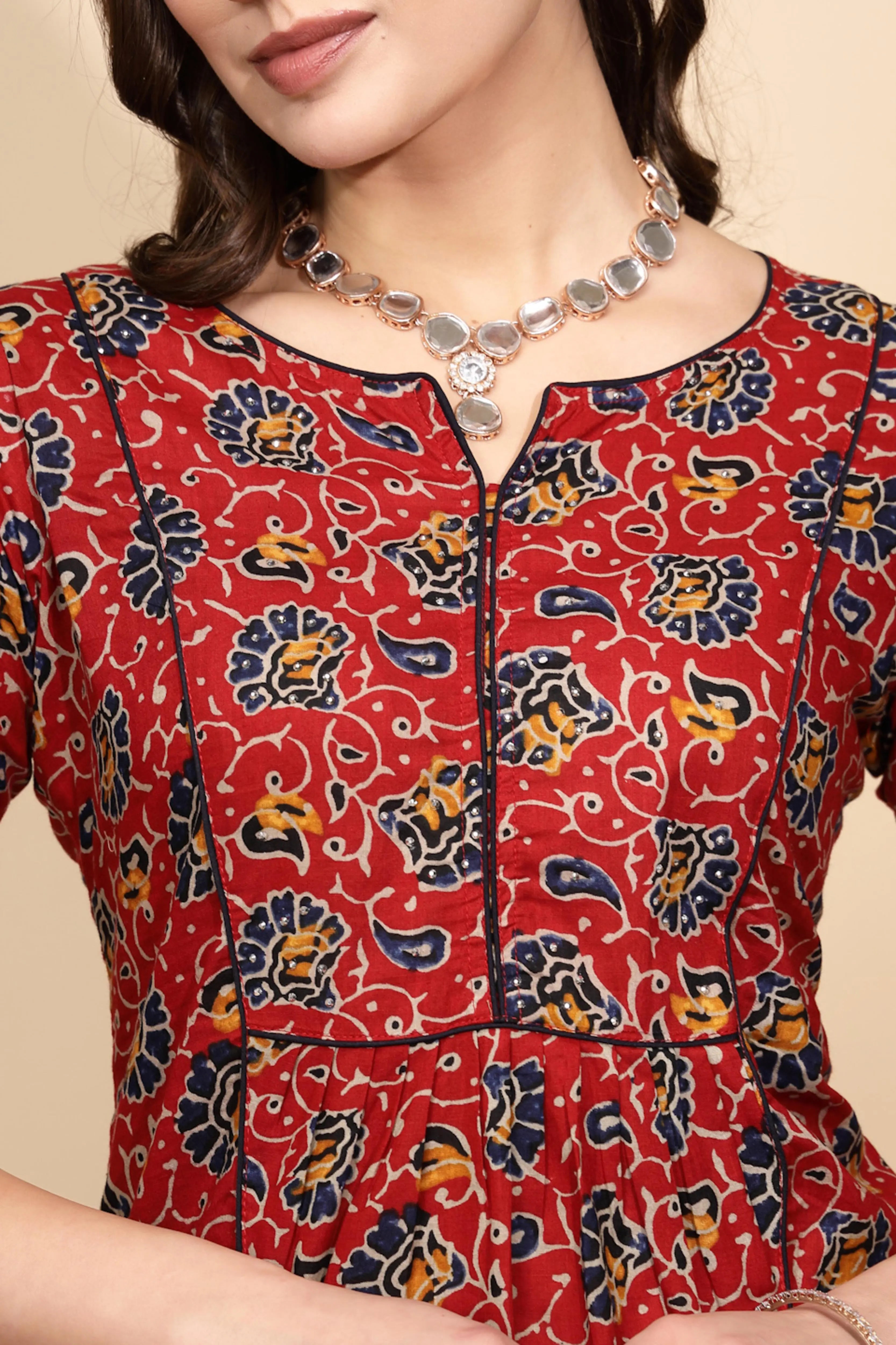 Red Cotton Kurta Set - Global Republic