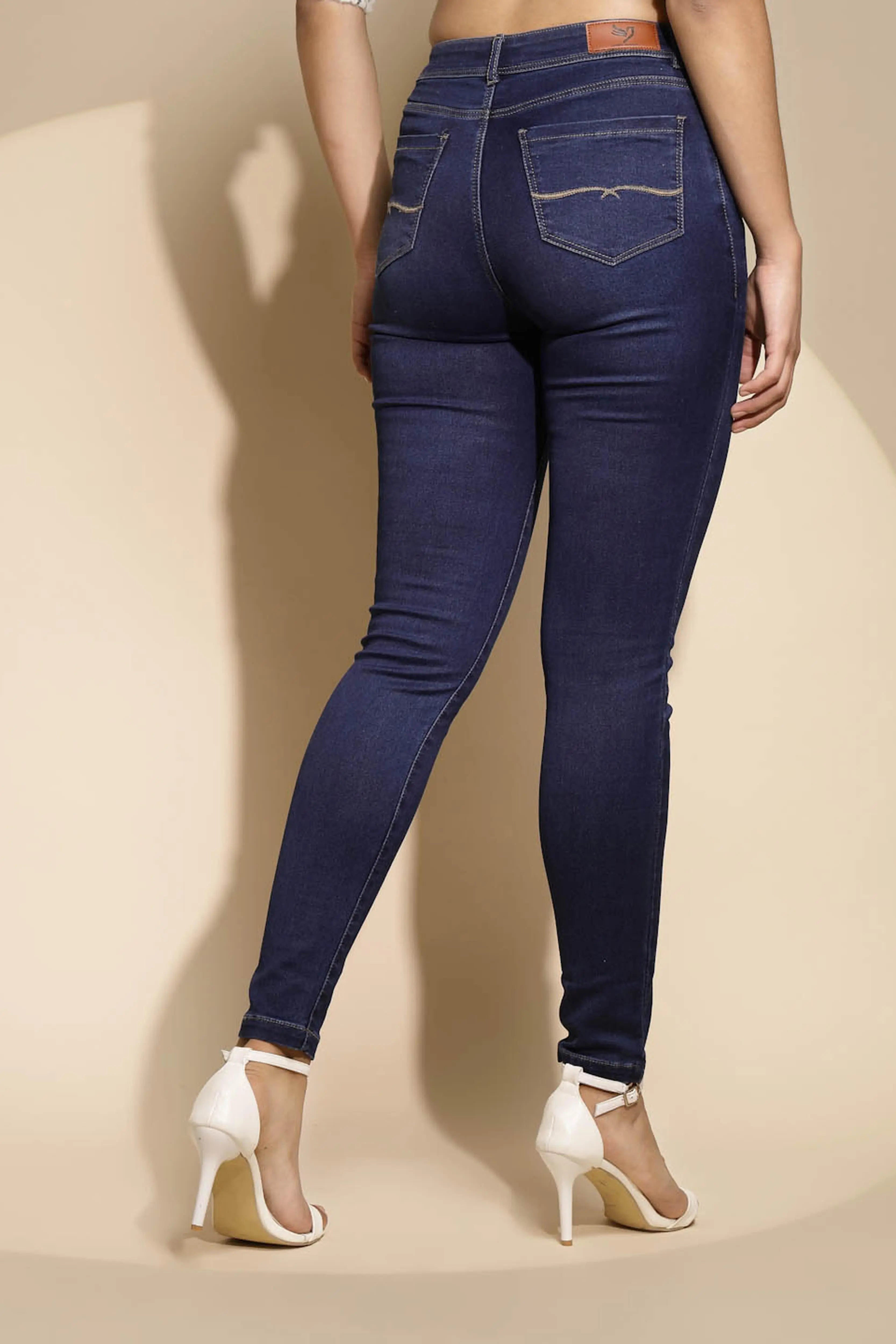 Blue High Rise Slim Fit Jeans - Global Republic