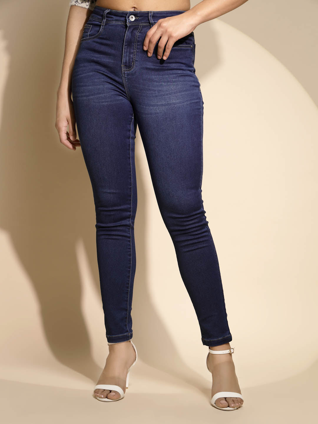 Women's Regular Fit Denim Mid Rise Blue Jeans
