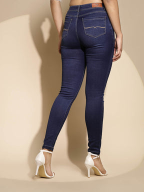 Women's Denim Mid Rise Blue Skinny Fit Jeans