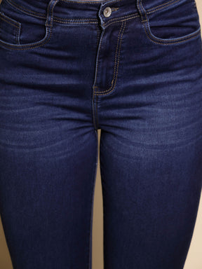 Women's Denim Mid Rise Blue Skinny Fit Jeans