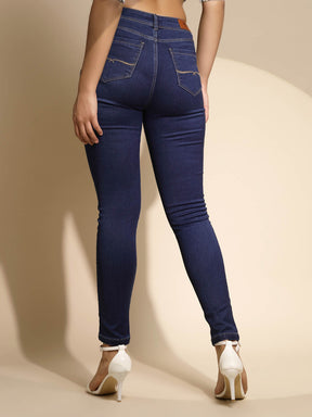 Women's Denim Mid Rise Blue Skinny Fit Jeans