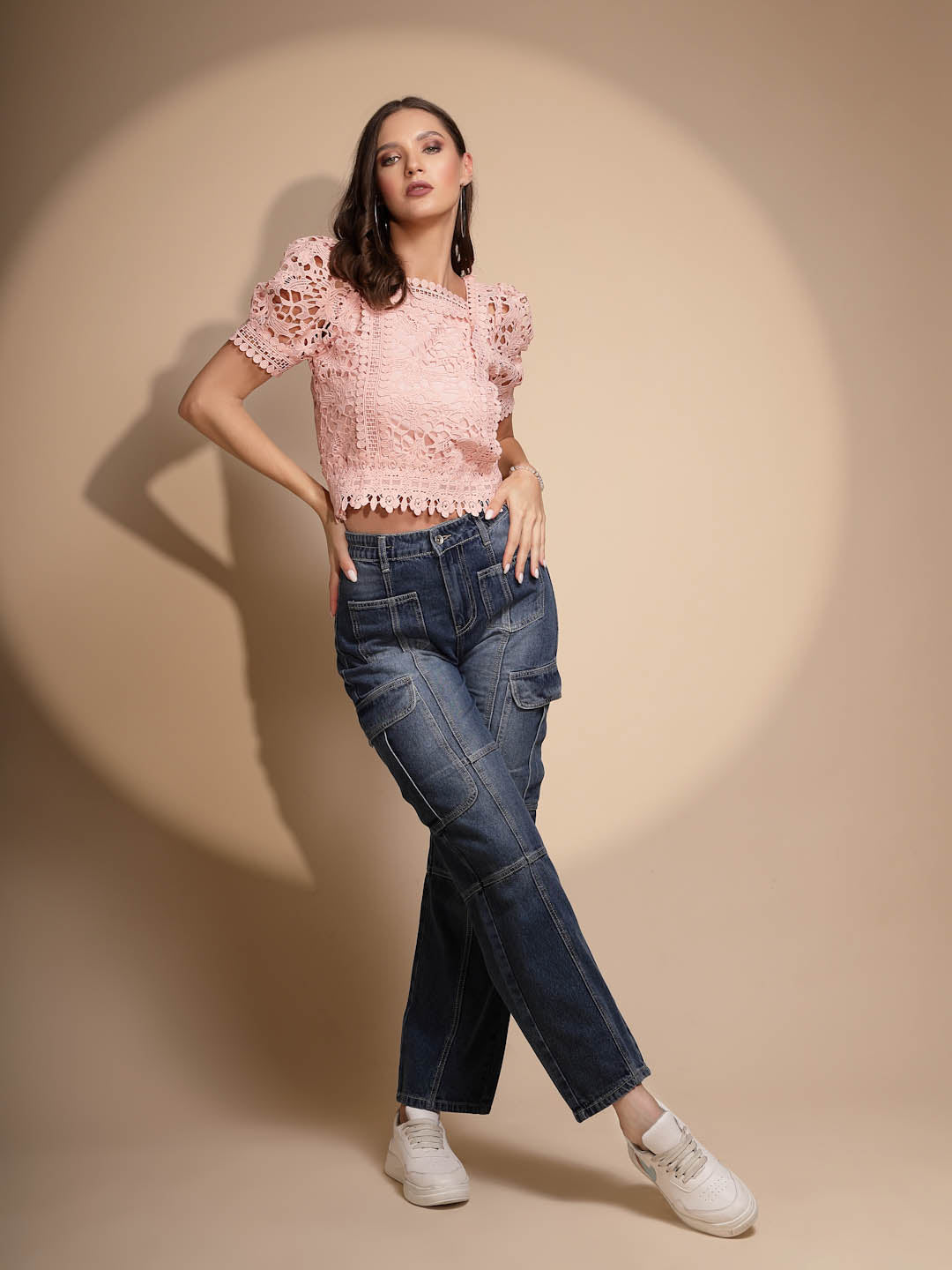 Blue Lace Square Neck Top - Global Republic