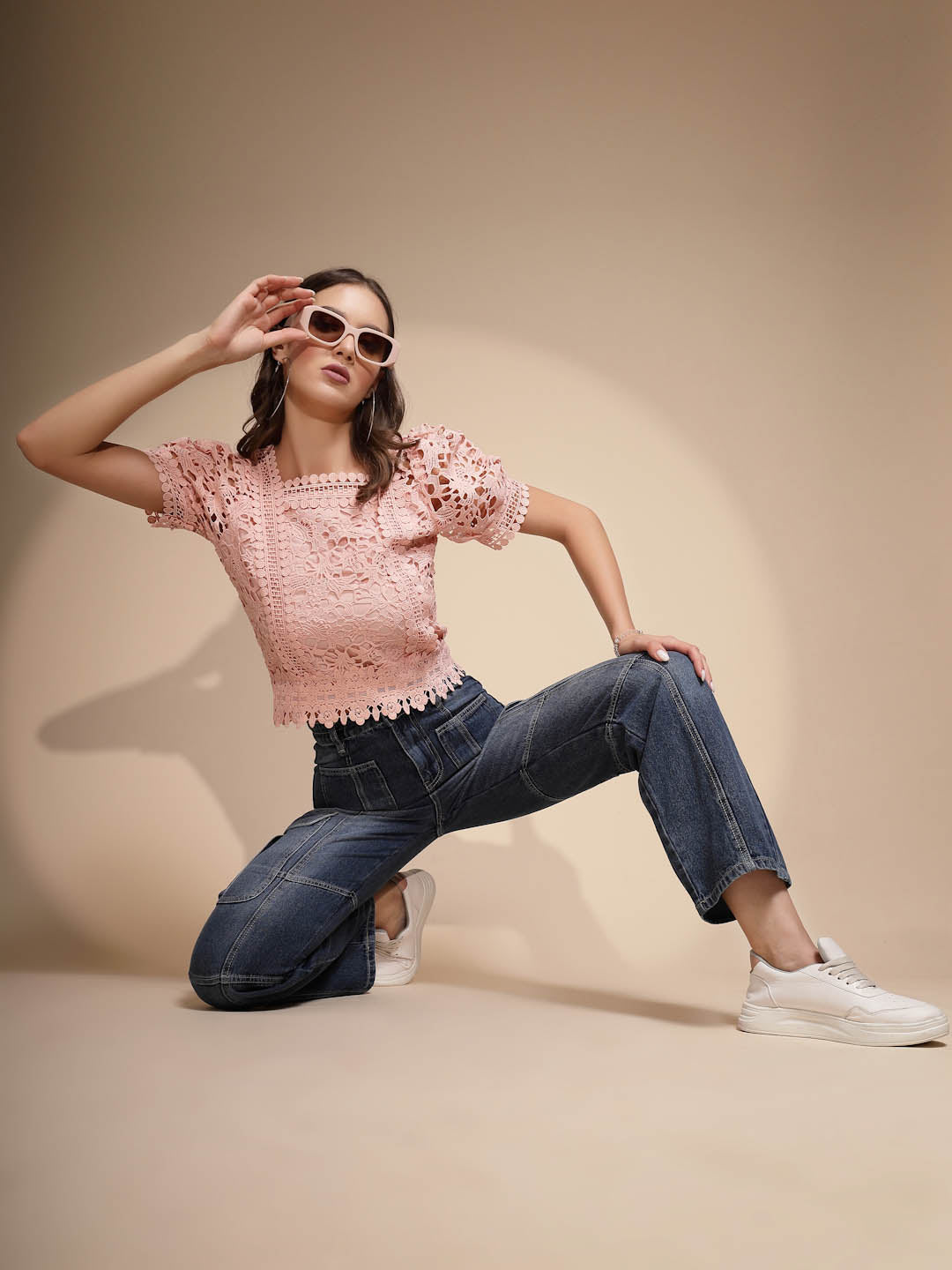 Blue Lace Square Neck Top - Global Republic