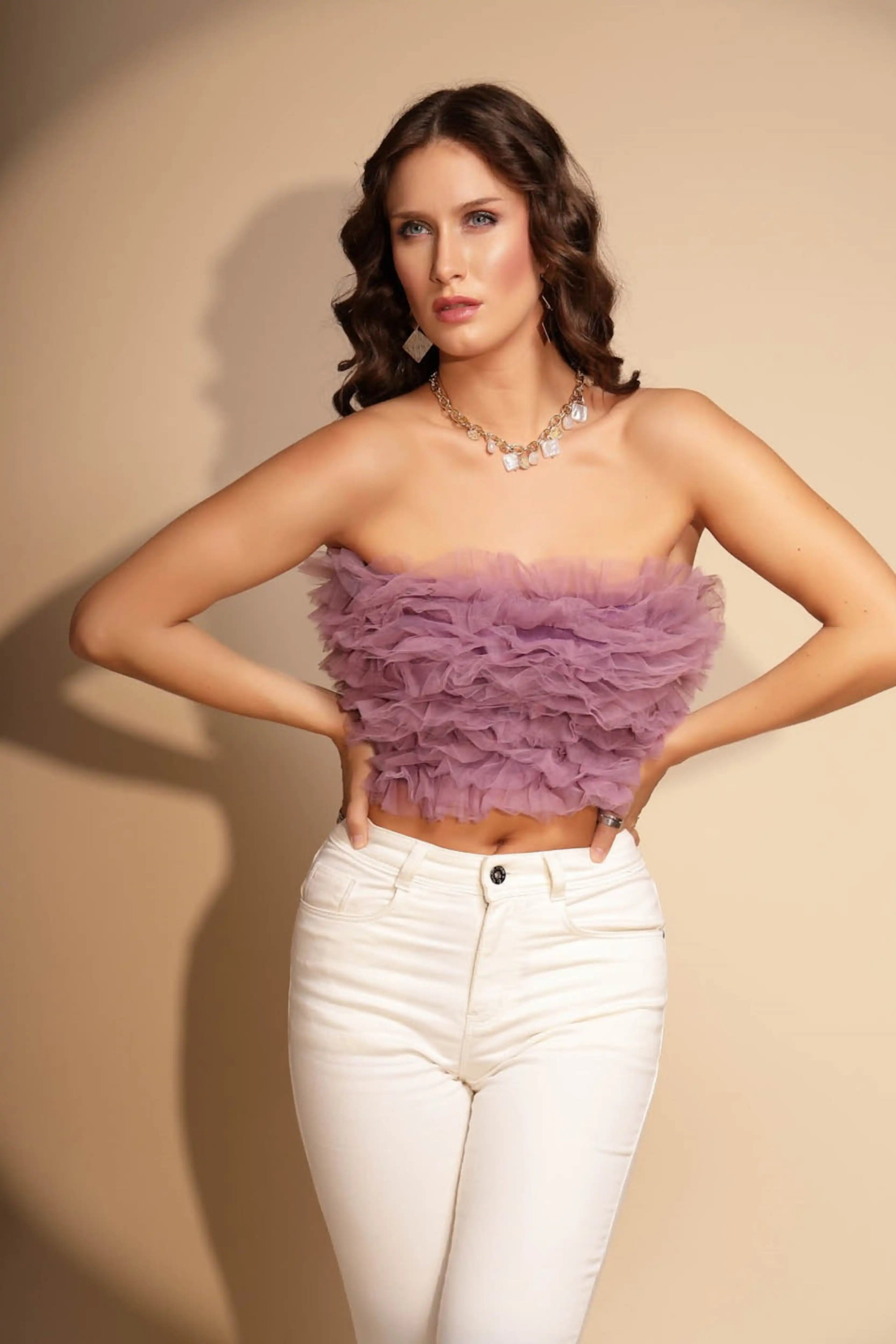 Purple Sleeveless Hosiery Tube Top