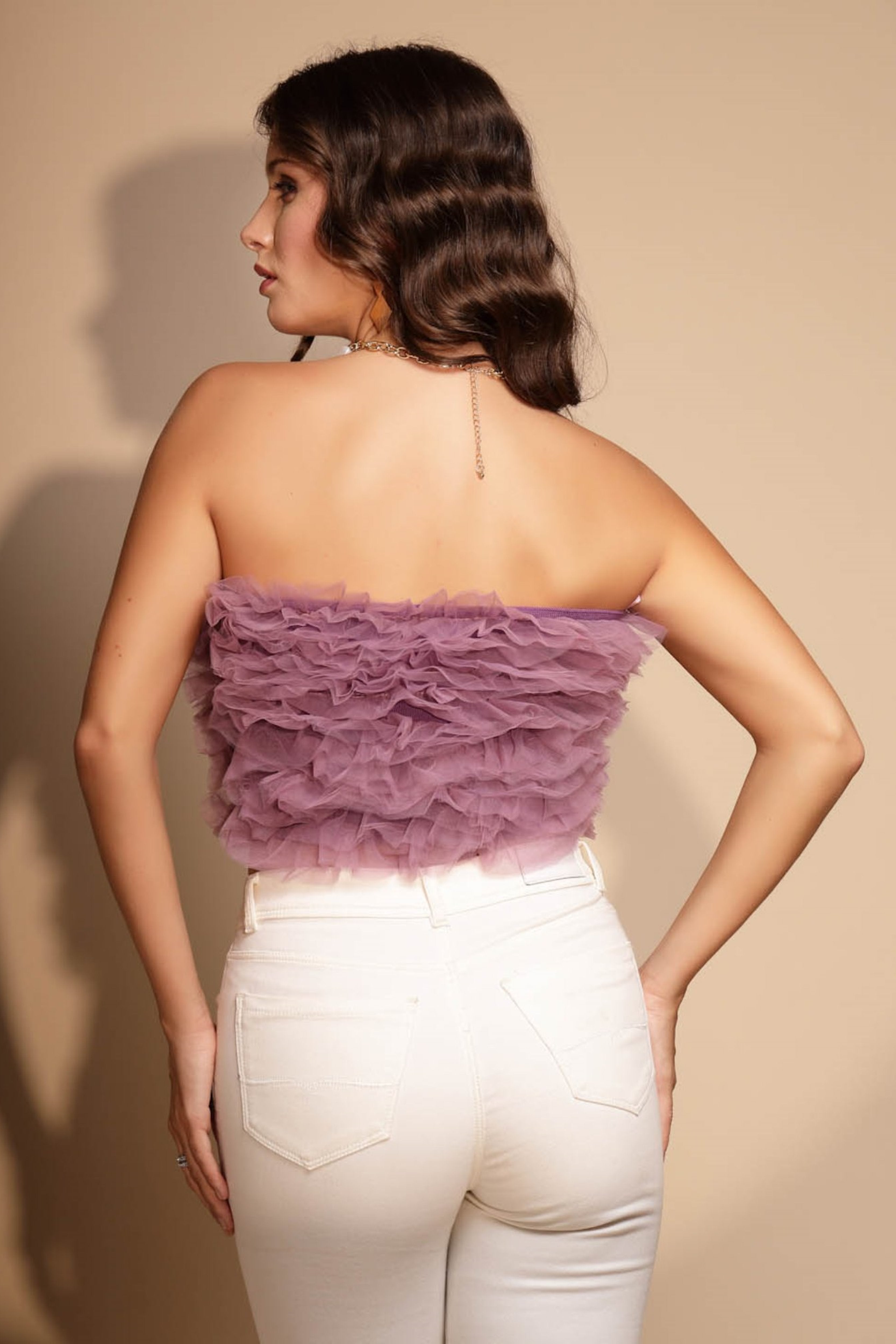 Purple Sleeveless Hosiery Tube Top
