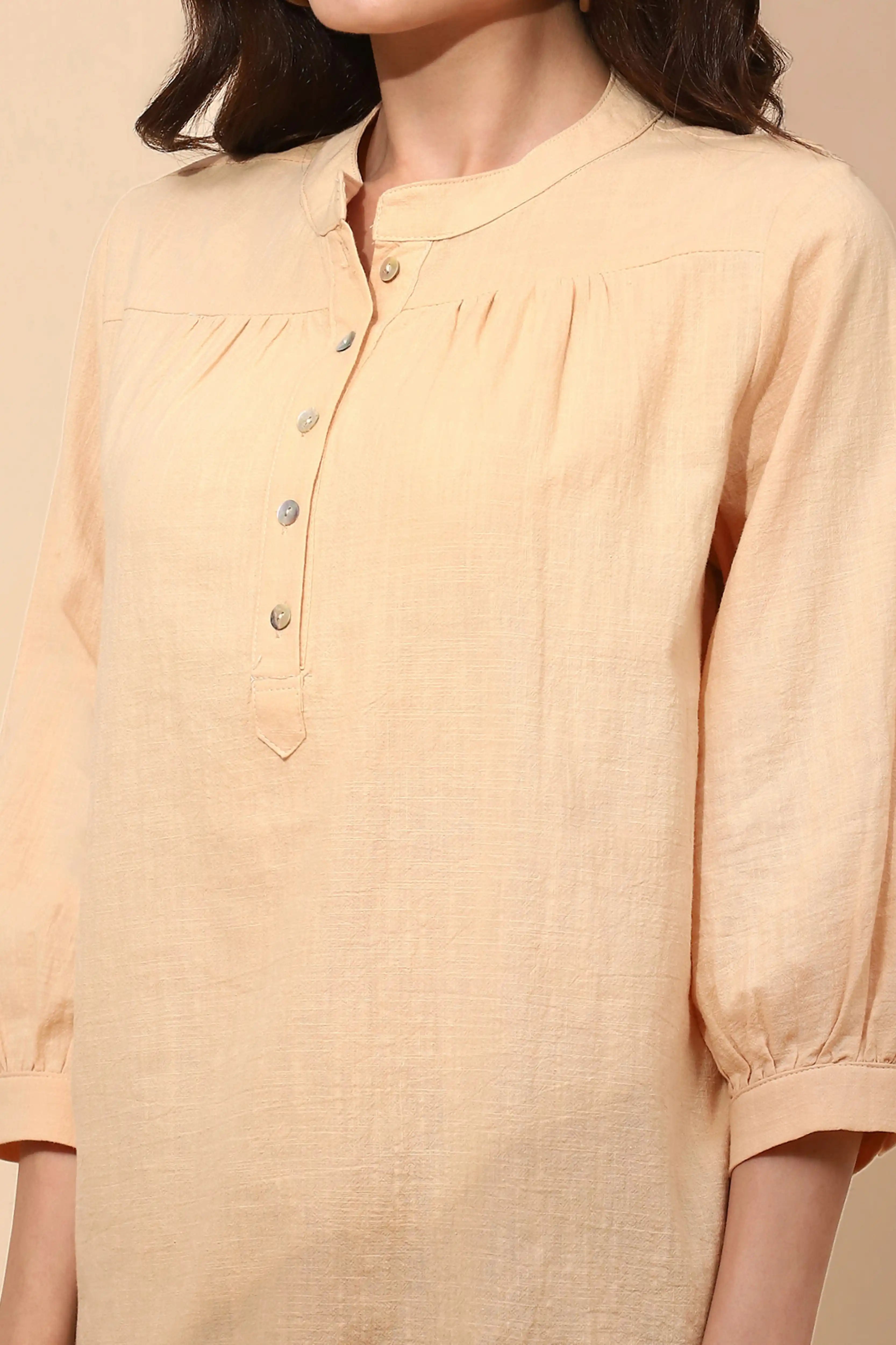 Cotton Regular Fit Beige Top