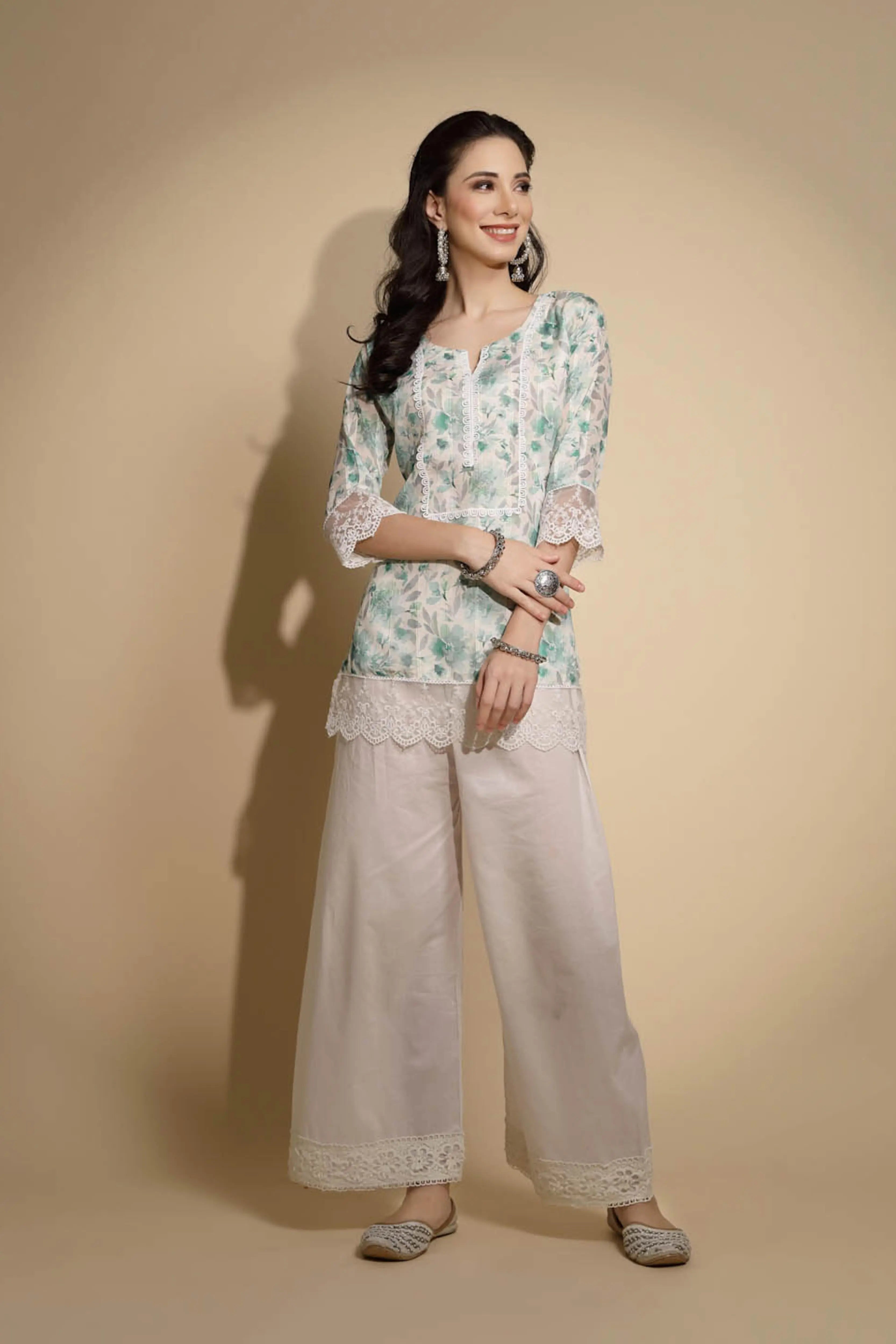 White Floral Print Cotton Tunic - Global Republic