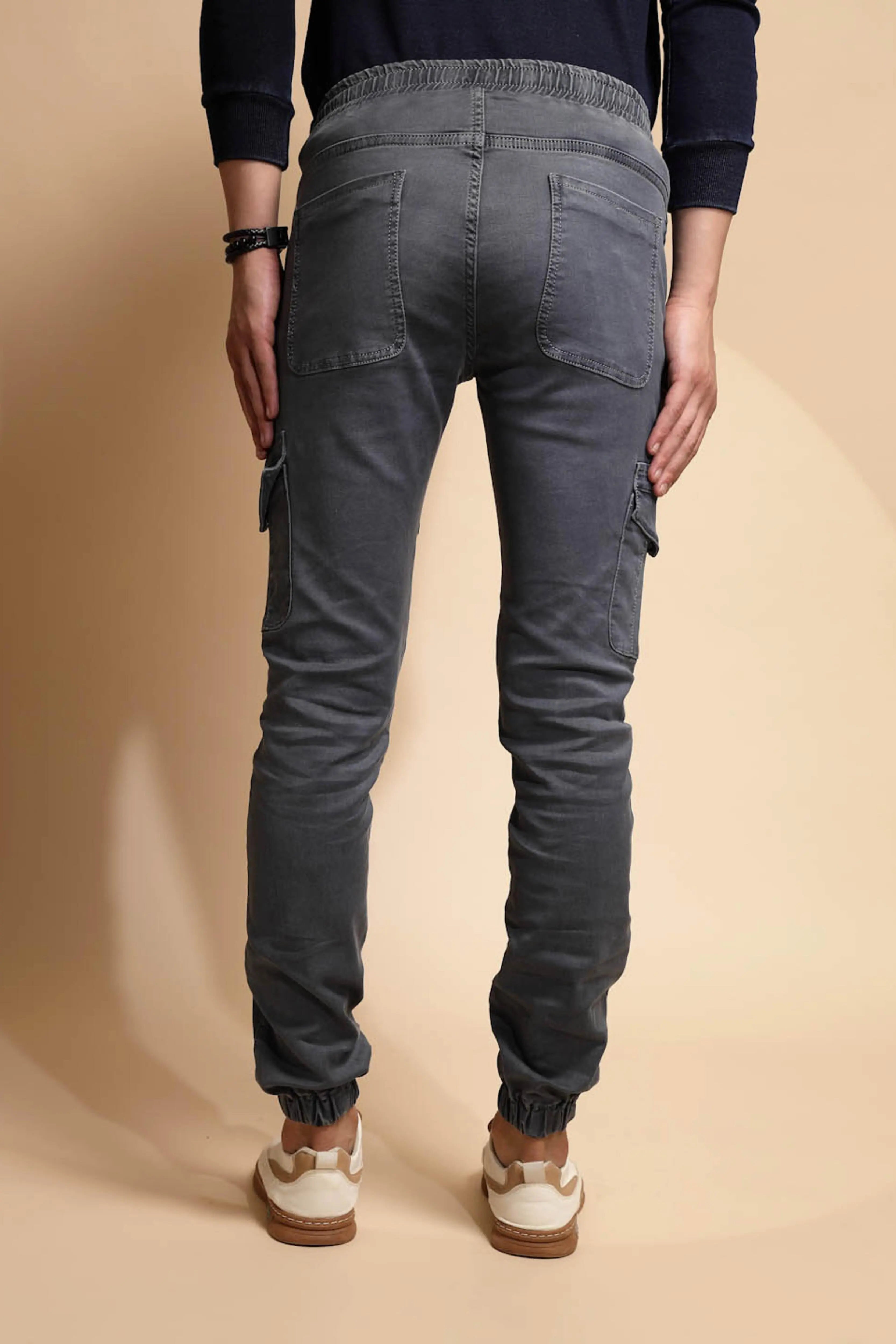 Grey Mid Rise Cotton Blend Jogger - Global Republic