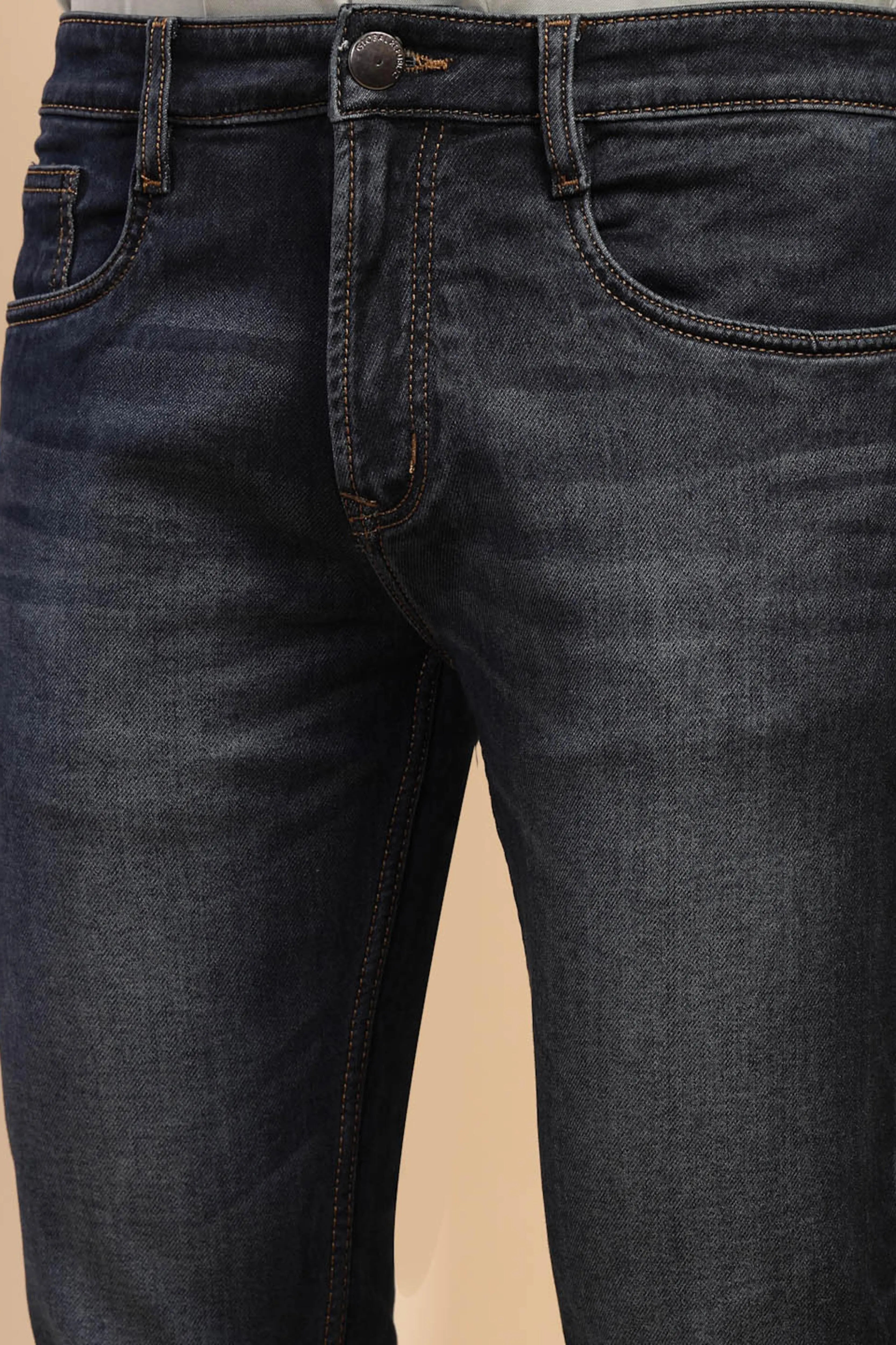 Tint Blue Solid Mid Rise Denim Cuffing Jeans - Global Republic