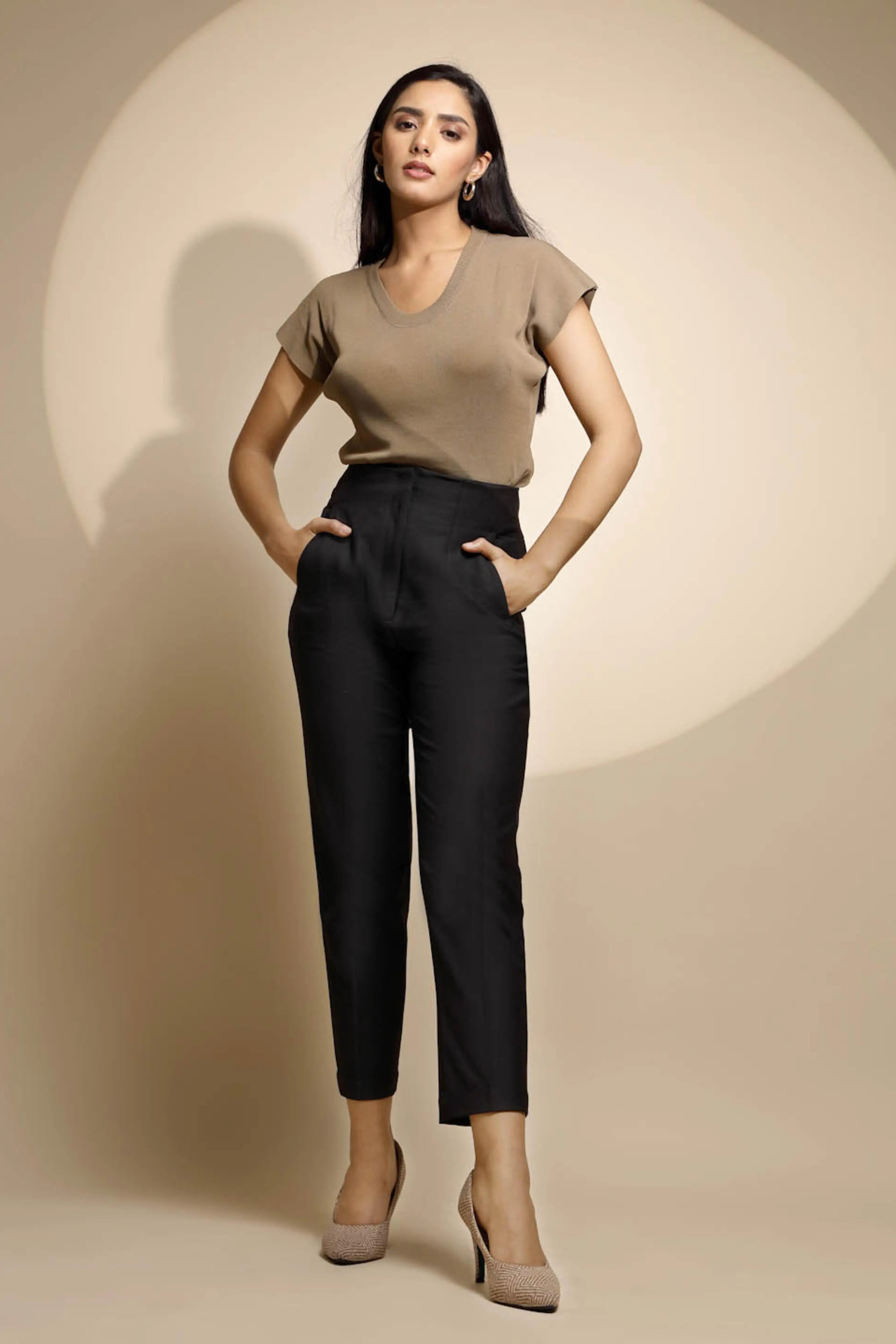 Black Solid  Trouser - Global Republic