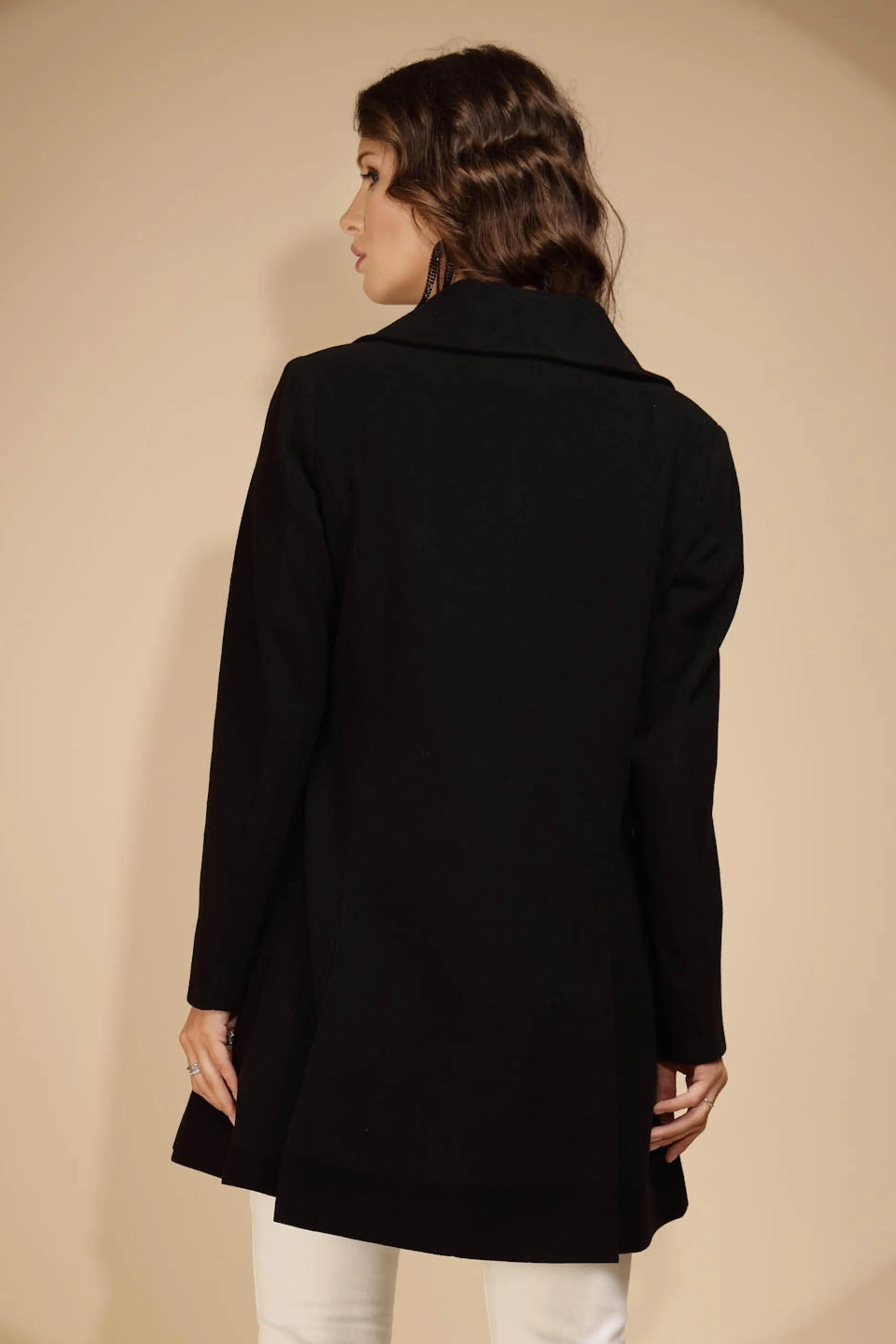 Women's Solid Collared Neck Black Blazer - Global Republic