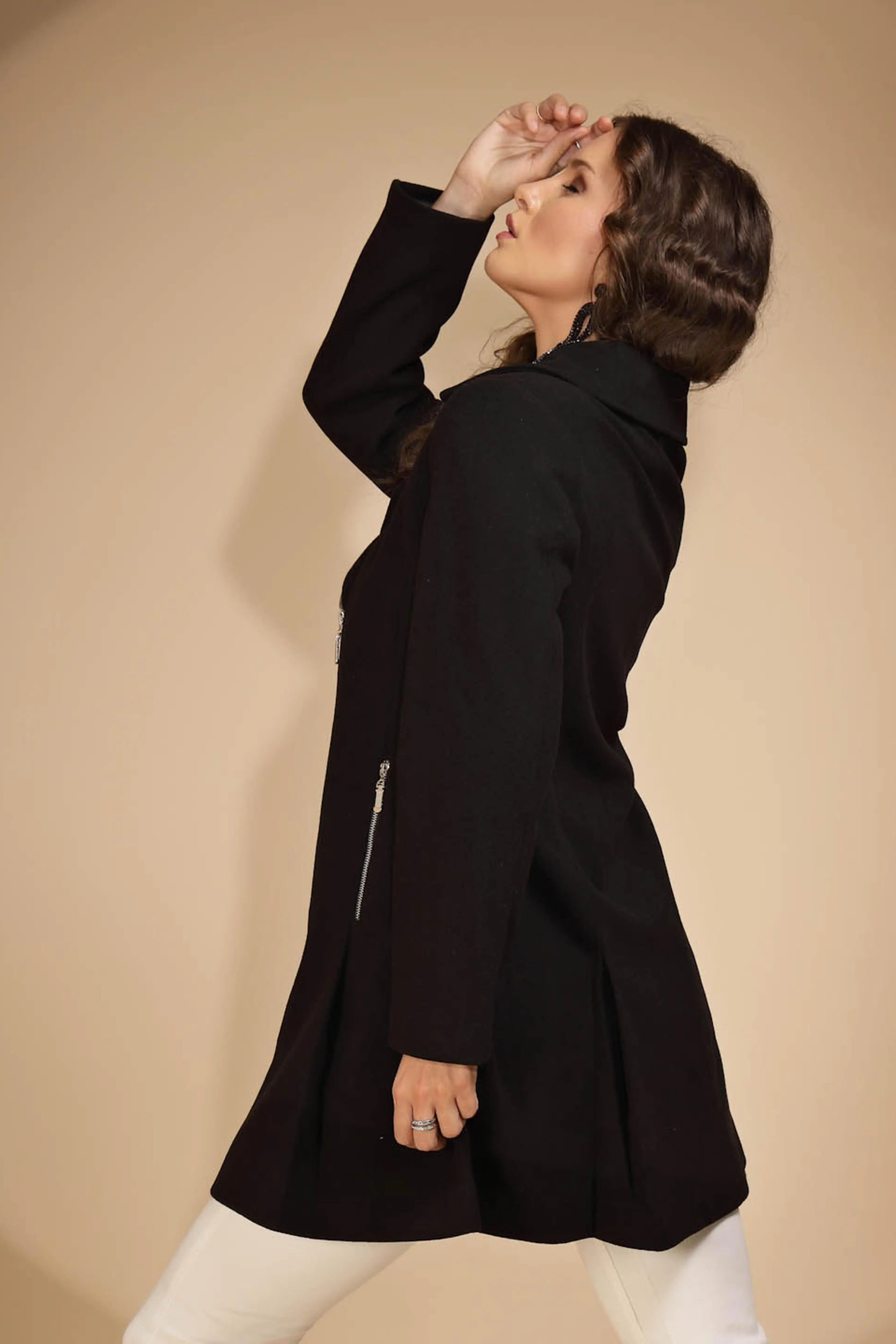 Women's Solid Collared Neck Black Blazer - Global Republic