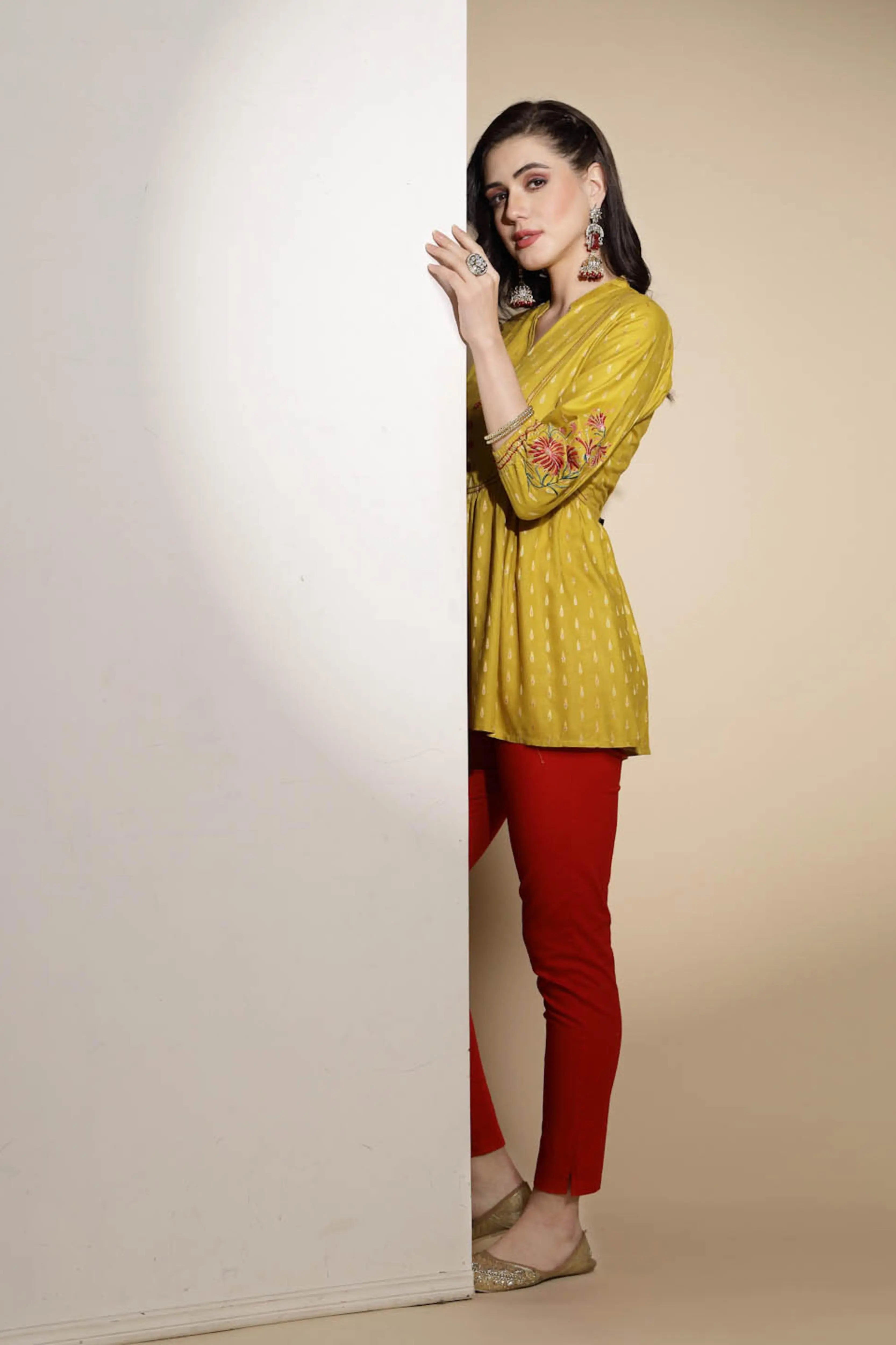 Mustard Embroidered Tunic - Global Republic