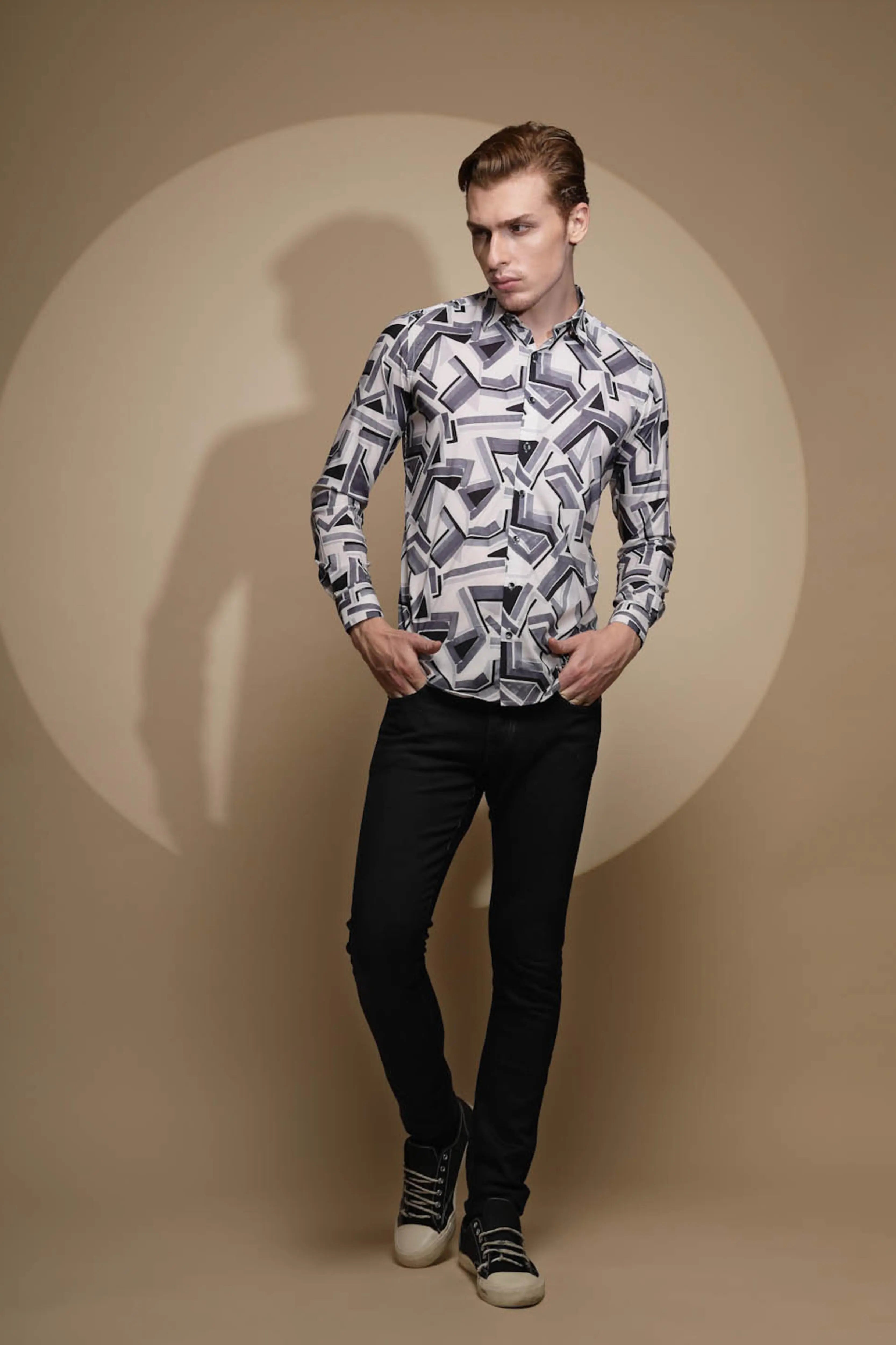 Black & White Satin Lycra Shirt