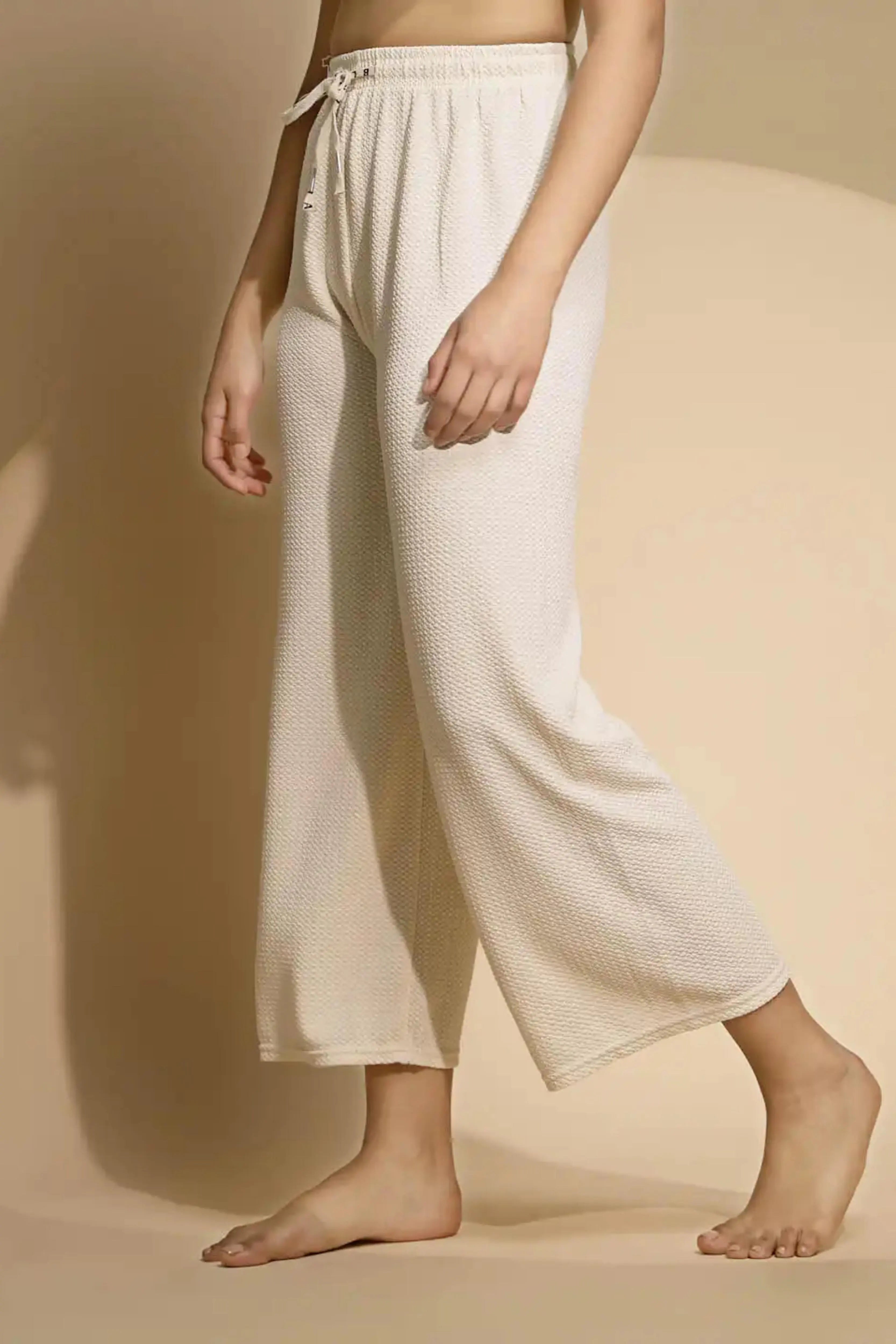 Off White Solid  High Rise Lower - Global Republic