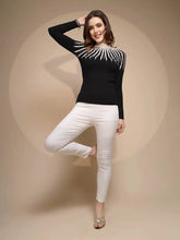 Black Solid Turtleneck Acrylic Pullover