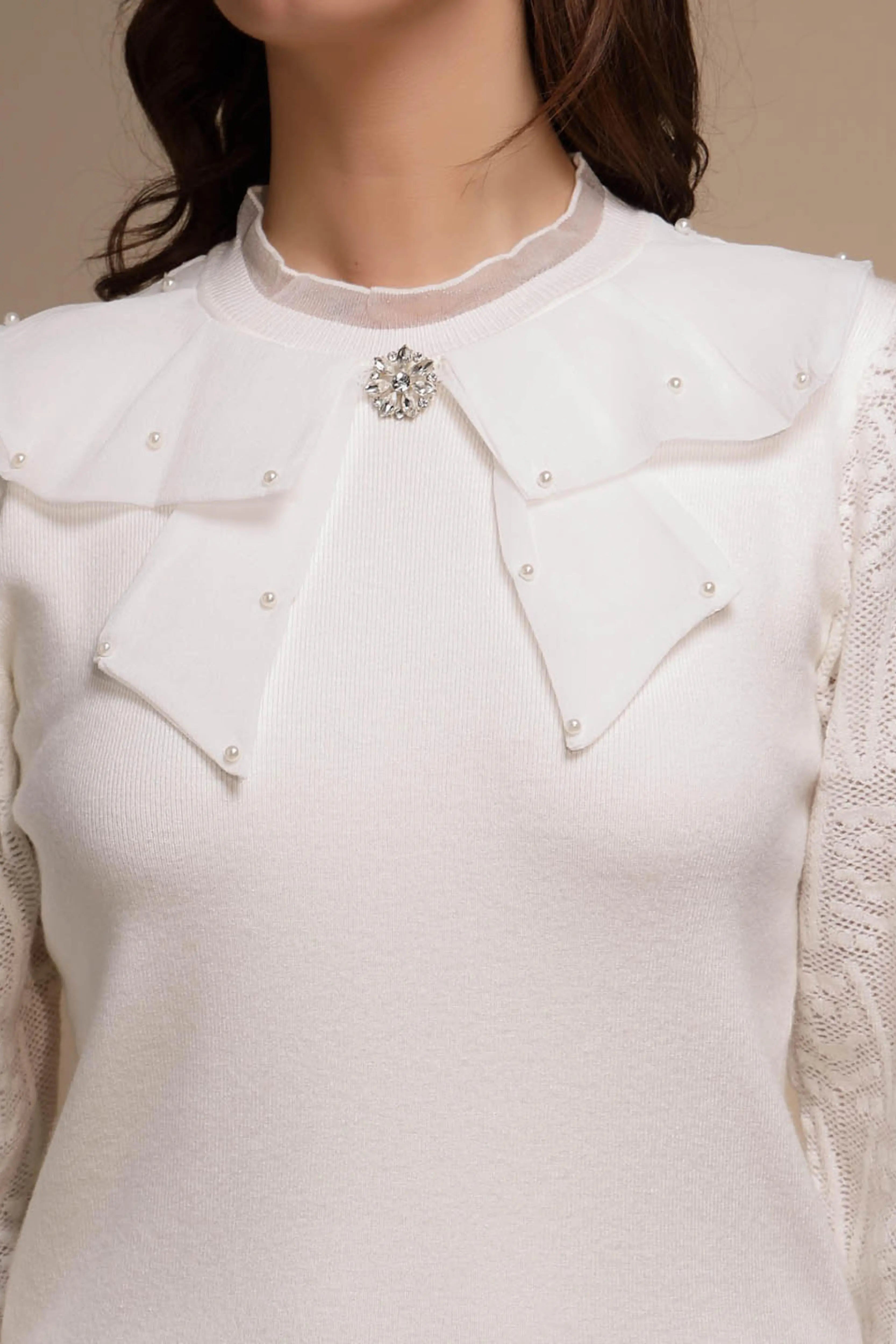 White Solid Turtleneck Acrylic Pullover - Global Republic