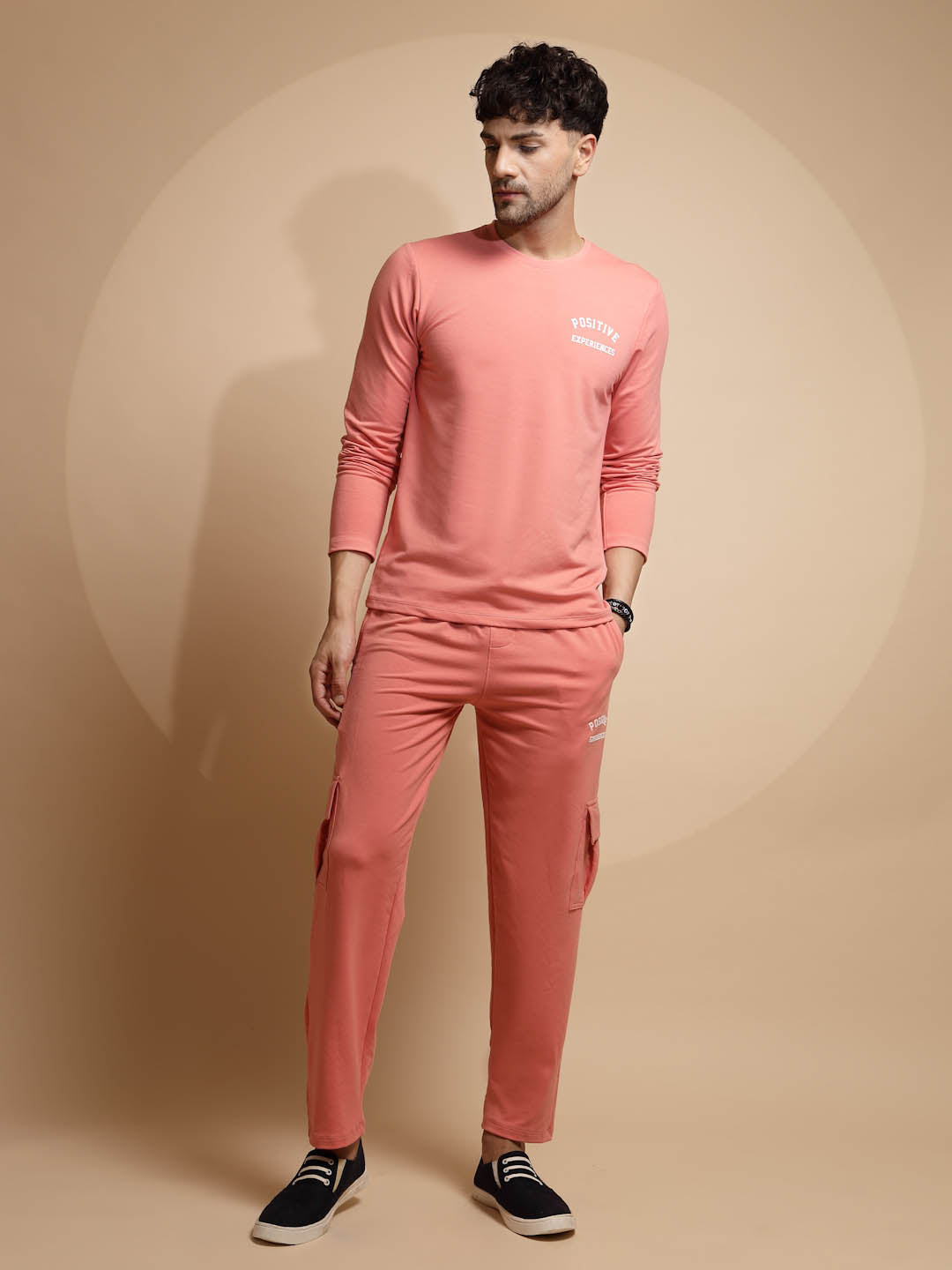 Pink Solid Full Sleeve Round Neck Night Set